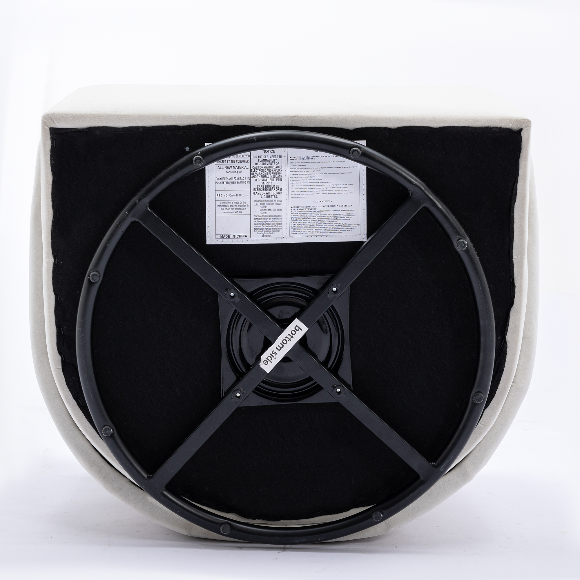 Modern Upholstered Teddy Fabric Curved Back Swivel Chair Accent Barrel Chair- Ivory_8