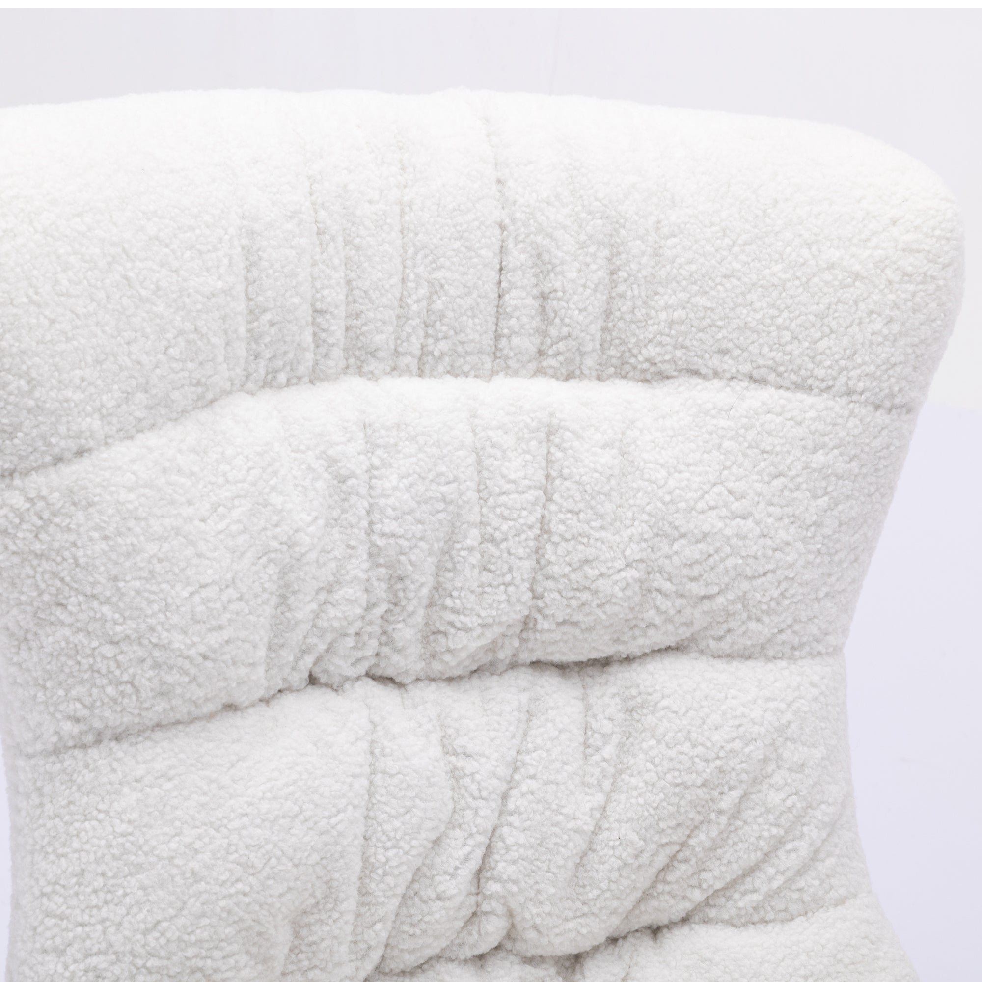 Modern Teddy Fabric Rocking Chair Accent Armchair with Wooden Legs- Ivory_2