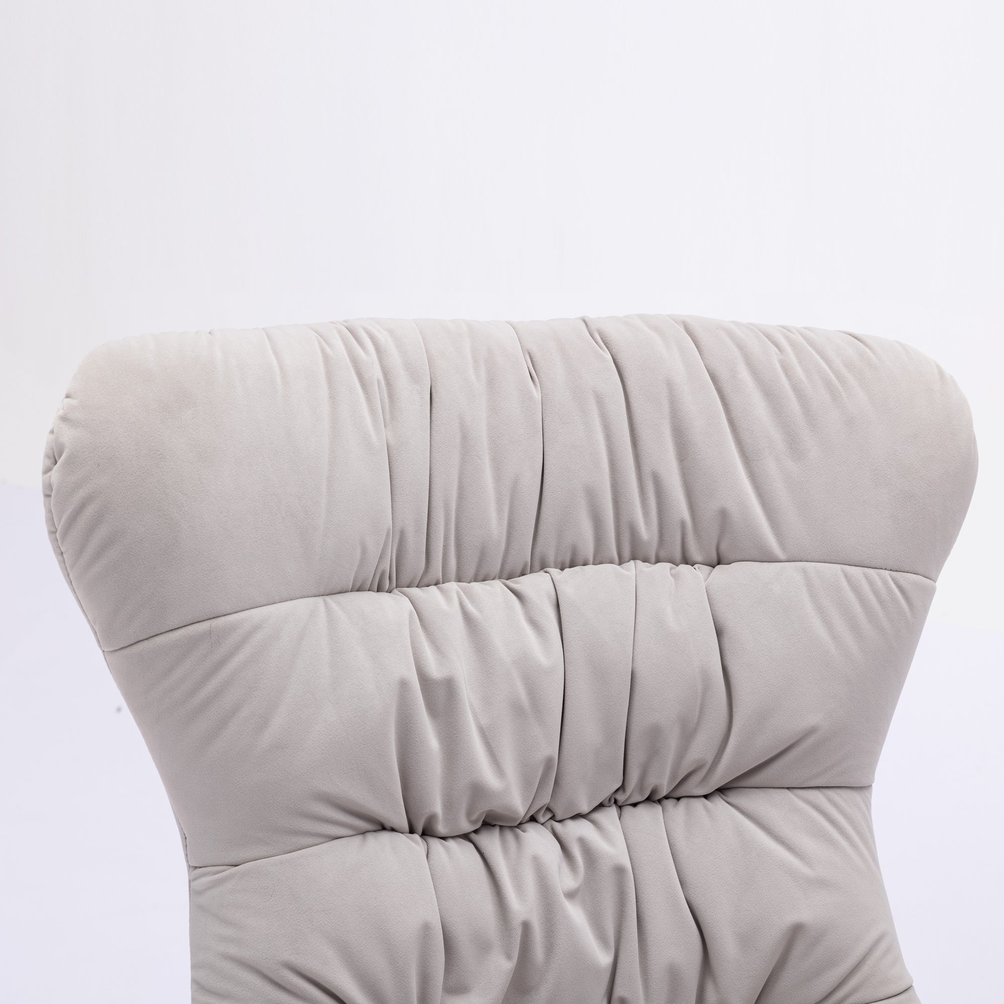 Modern Velvet Fabric Rocking Chair Accent Armchair with Wooden Legs- Gray_3