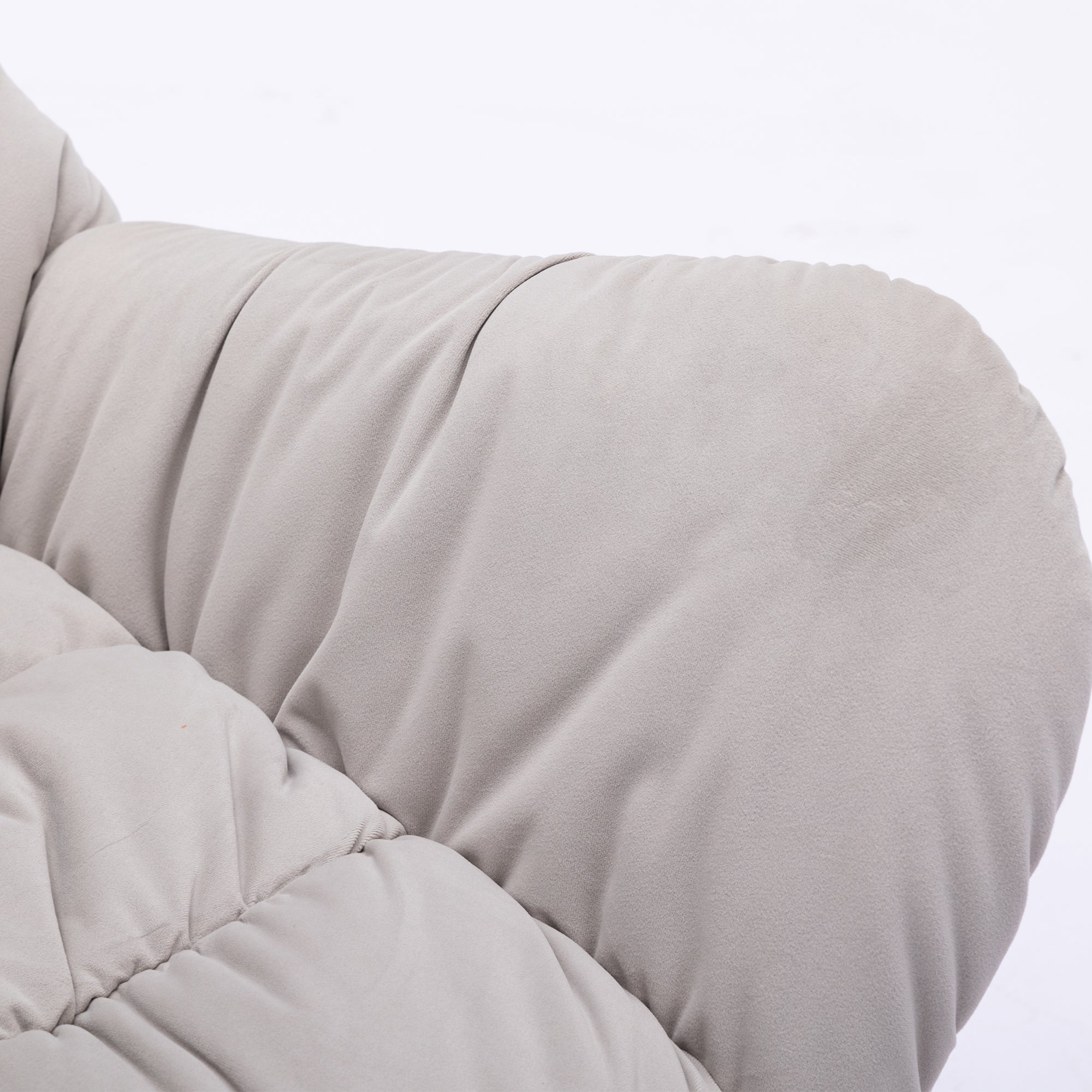 Modern Velvet Fabric Rocking Chair Accent Armchair with Wooden Legs- Gray_4