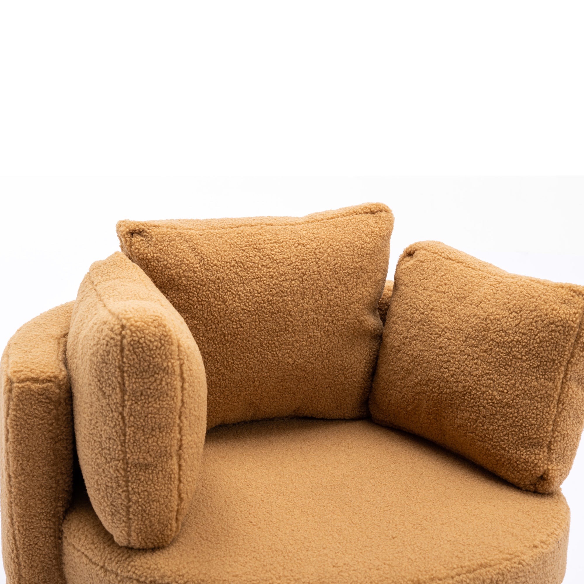 Modern Teddy Fabric Swivel and Storage Lounge Chair with Pillow Set- Brown_13