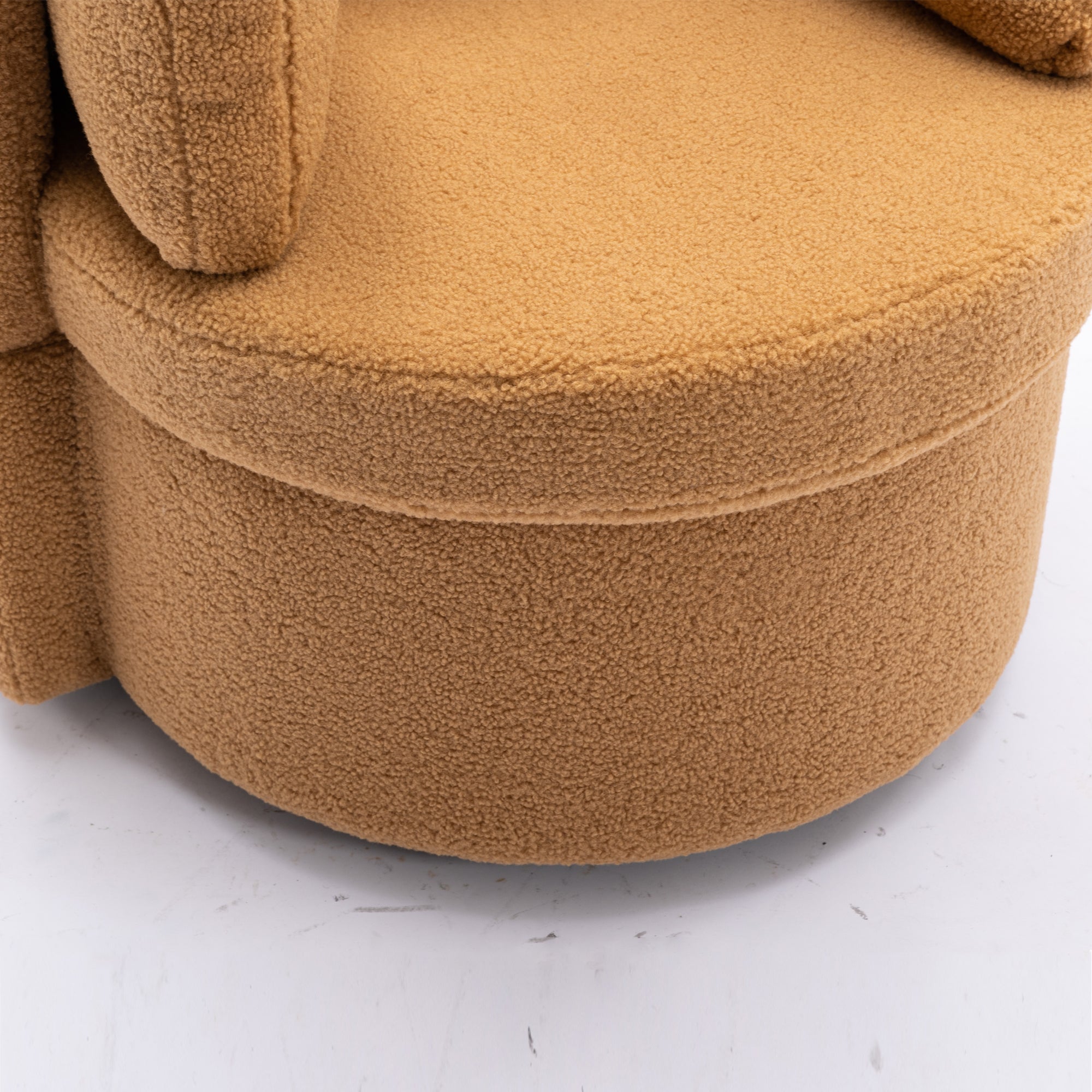 Modern Teddy Fabric Swivel and Storage Lounge Chair with Pillow Set- Brown_16