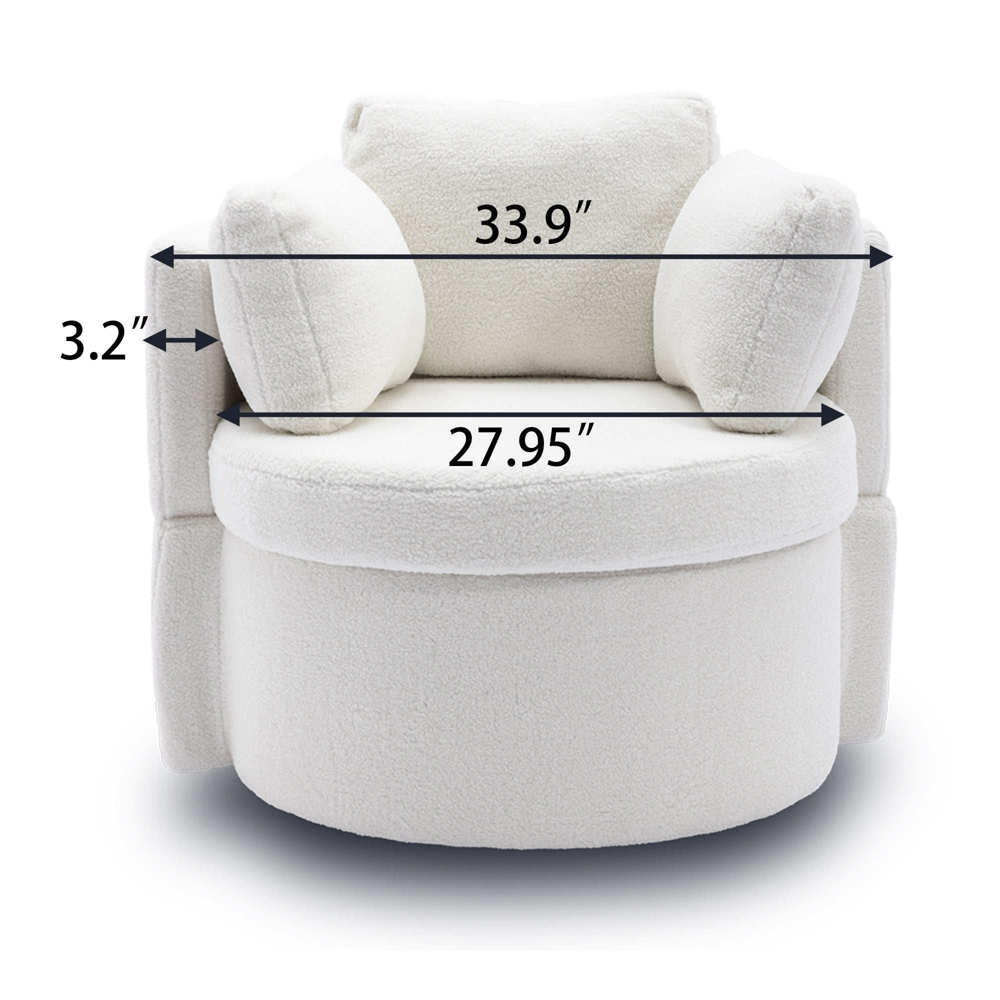 Modern Teddy Fabric Swivel and Storage Lounge Chair with Pillow Set- Brown_18