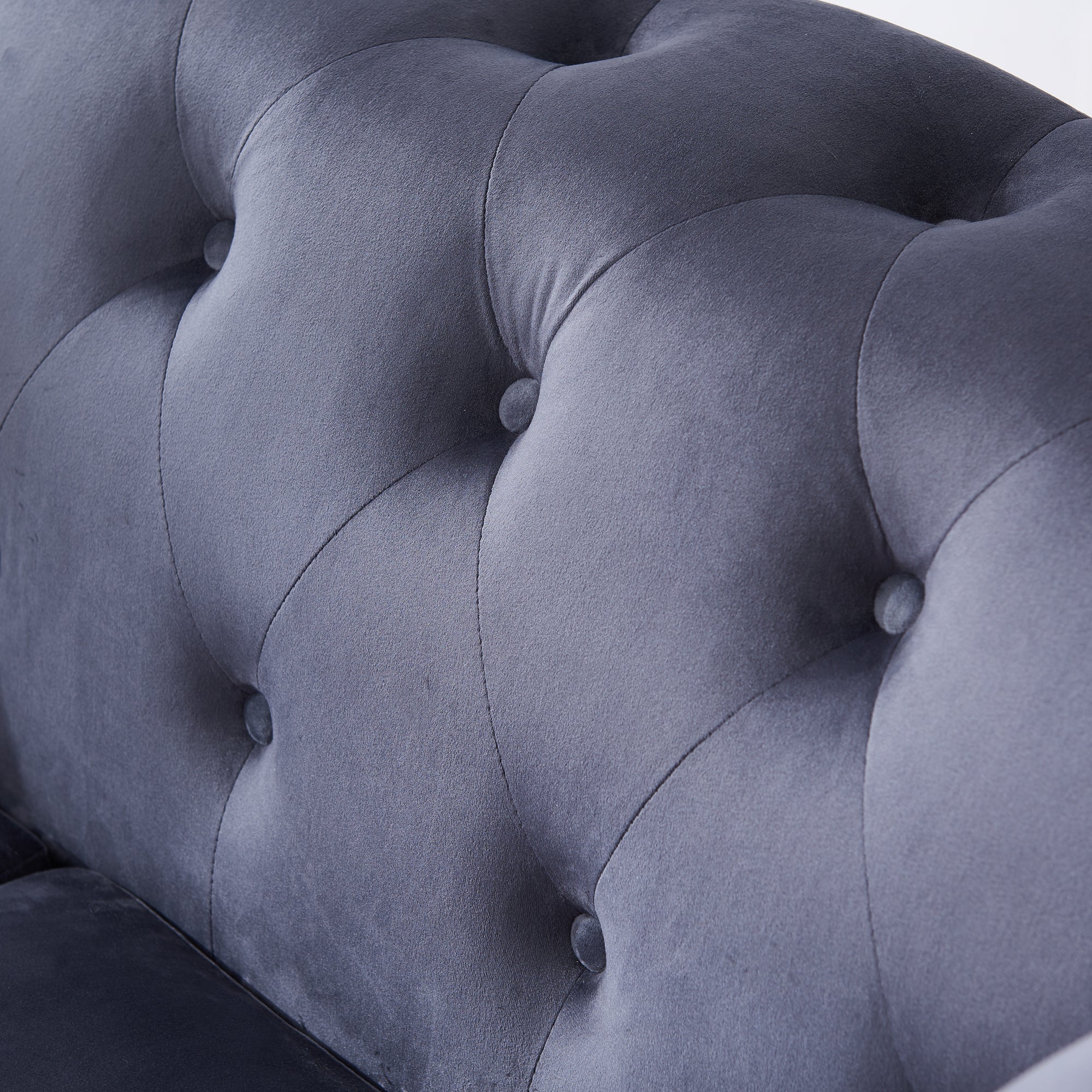 Contemporary Style Sofa Chair with Button and Copper Nail Details with Pillow- Grey_8