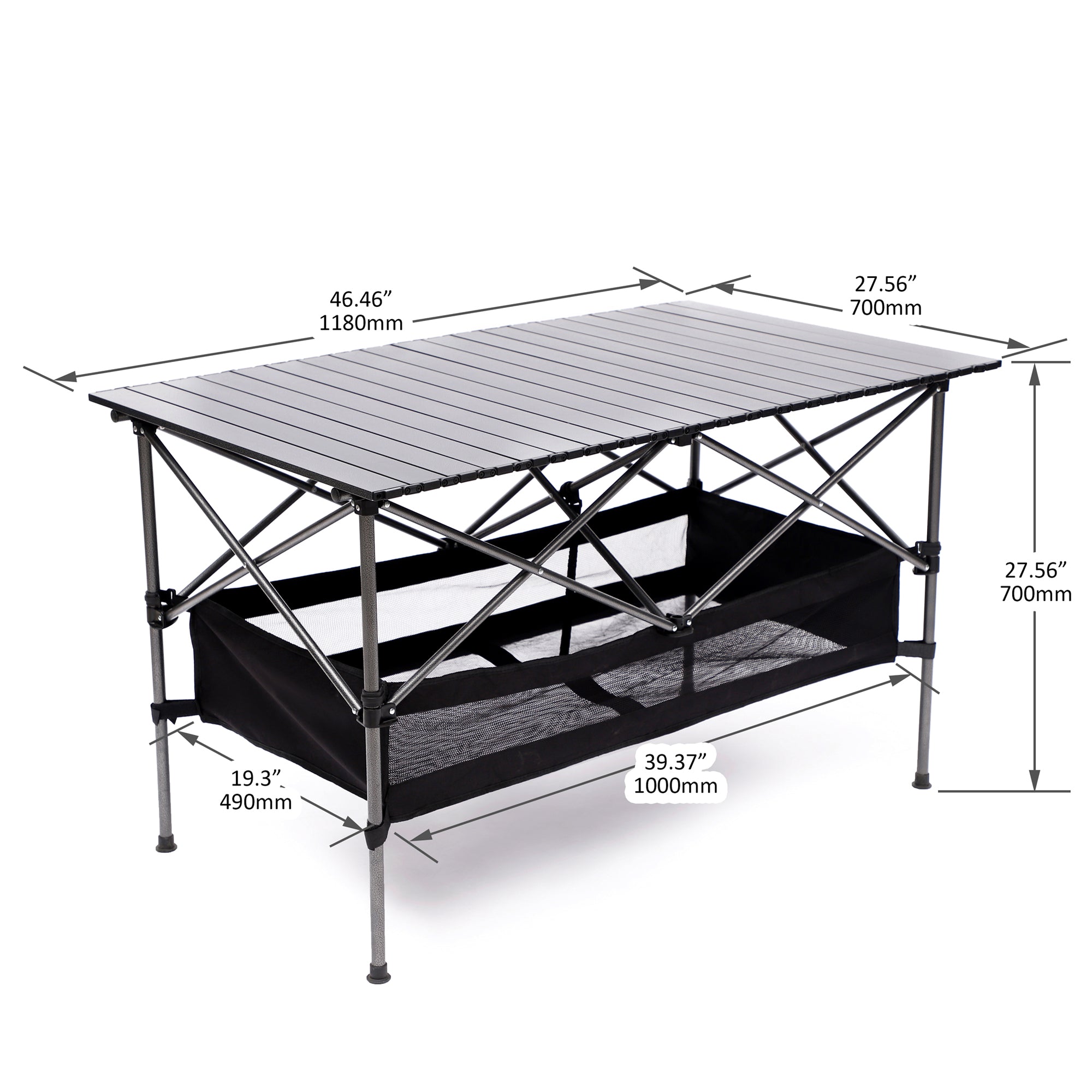 Set of 3 Outdoor Roll up Table and Folding Chair Set Portable Camping Set in Blue_19