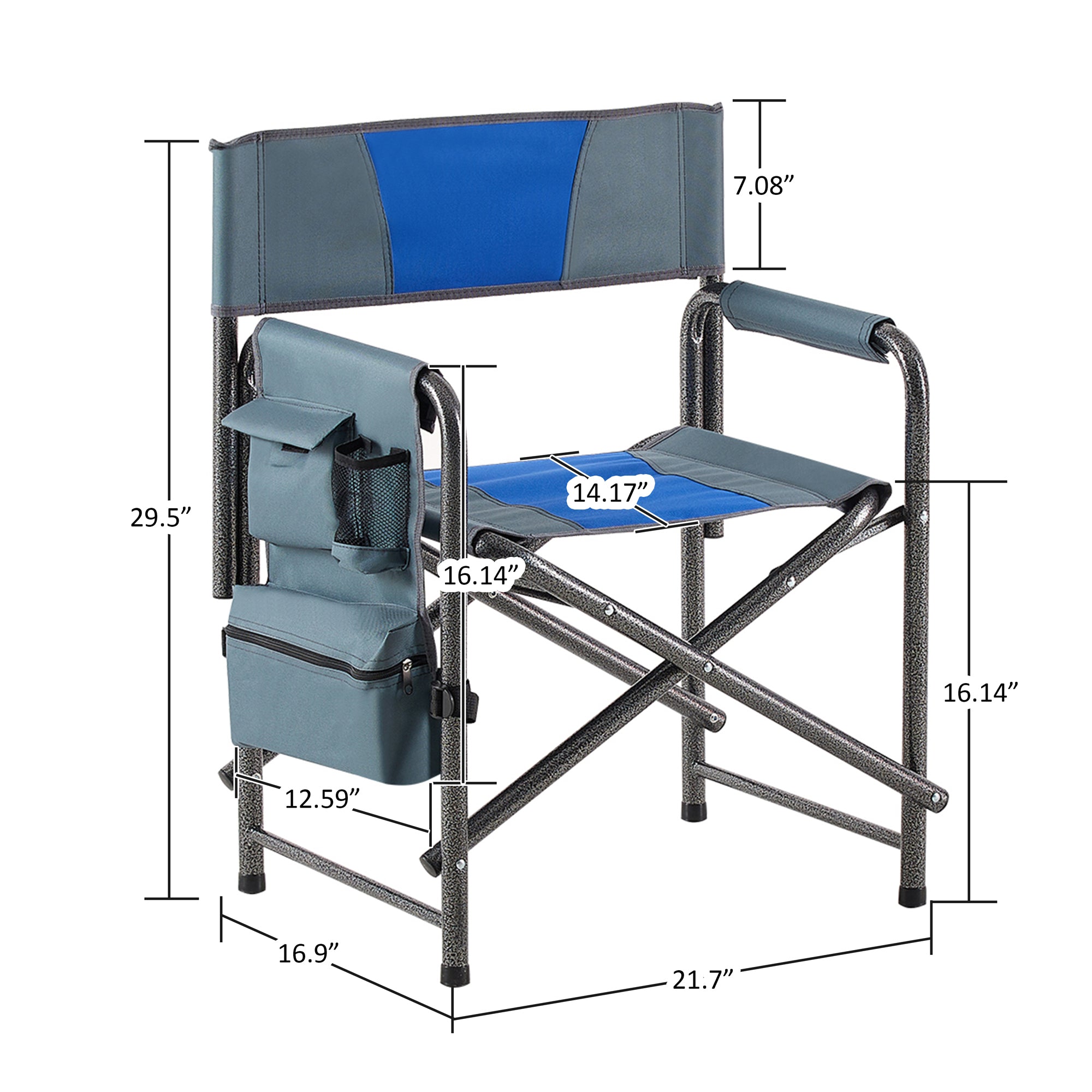 Set of 3 Outdoor Roll up Table and Folding Chair Set Portable Camping Set in Blue_5