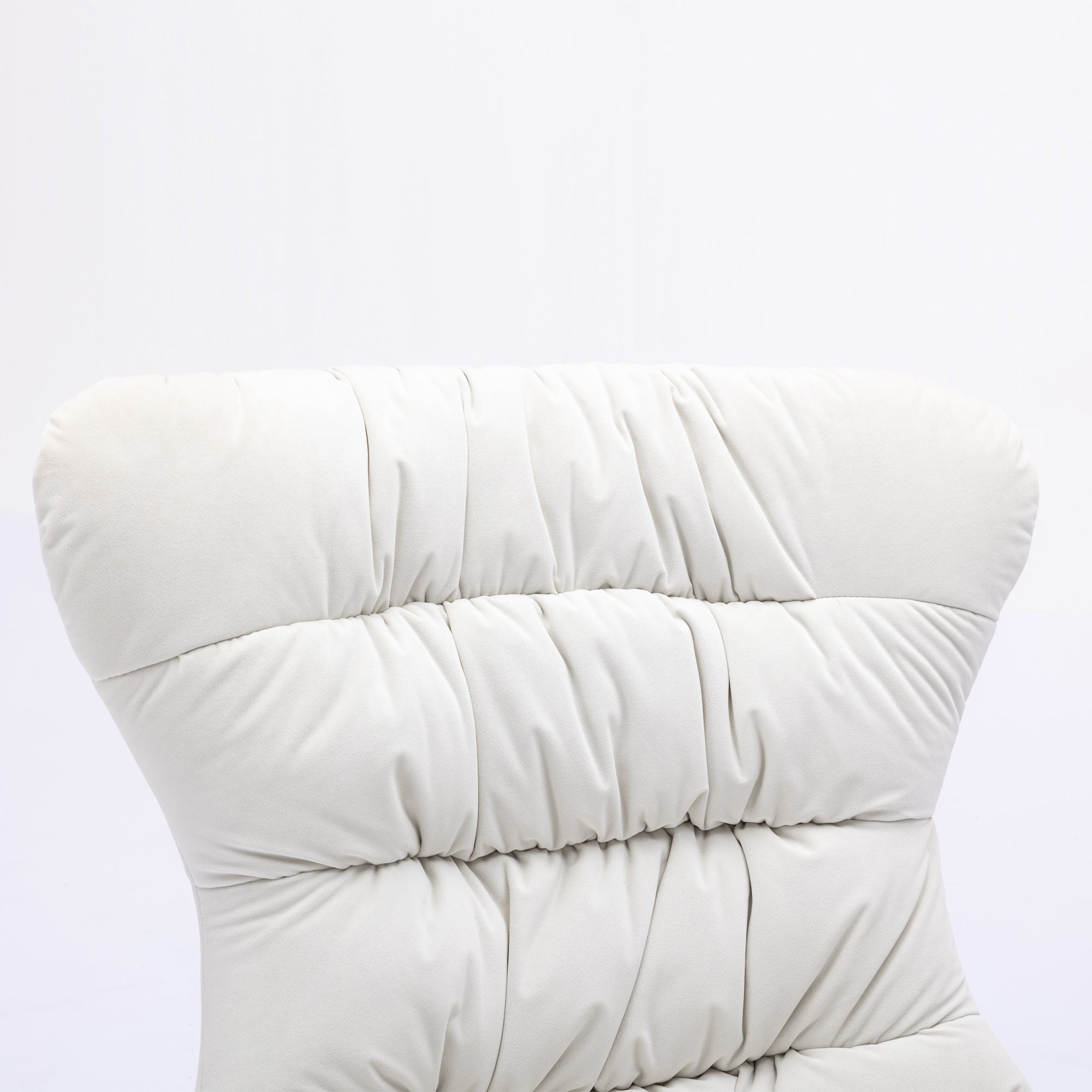 Modern Velvet Fabric Rocking Chair Accent Armchair with Wooden Legs- Ivory_6