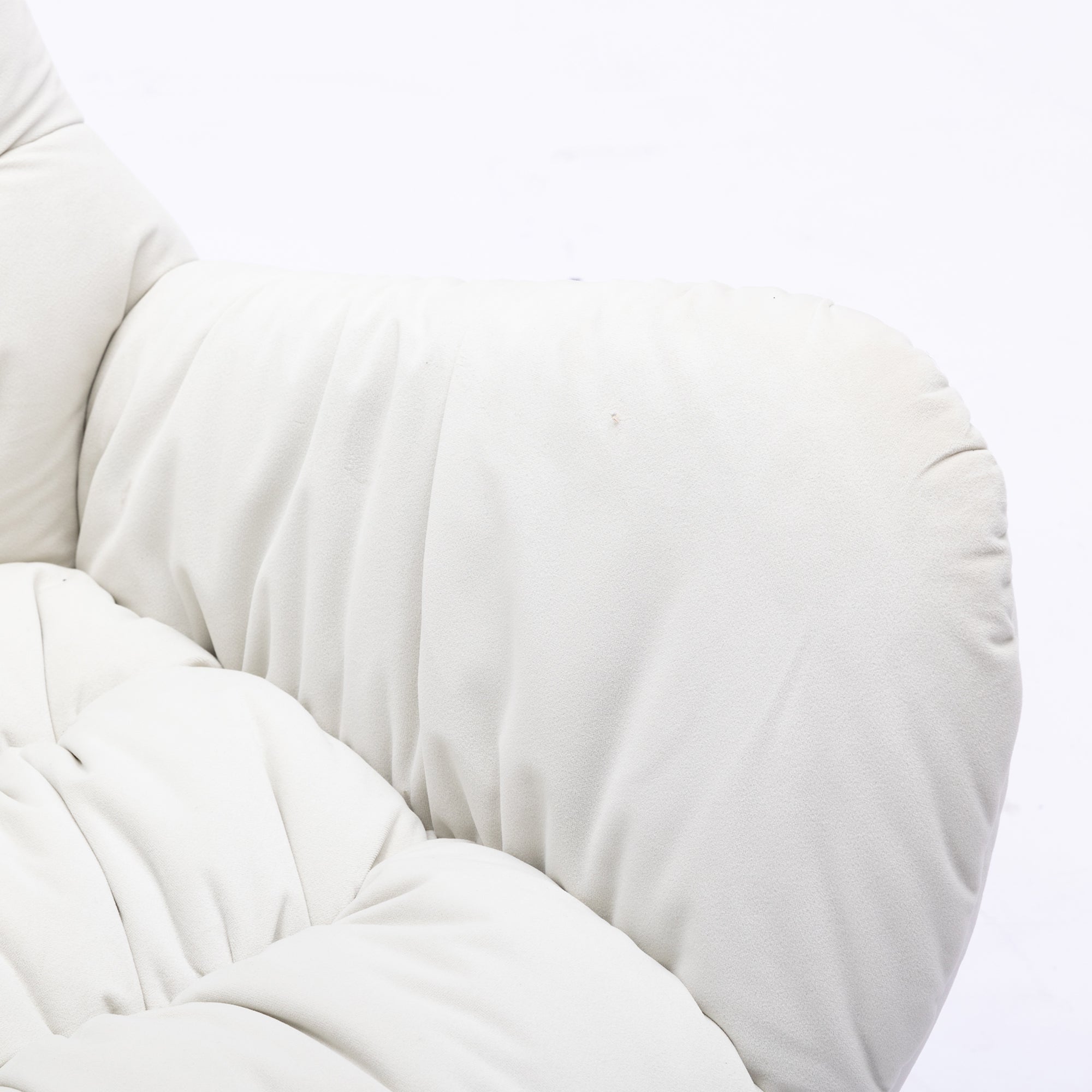 Modern Velvet Fabric Rocking Chair Accent Armchair with Wooden Legs- Ivory_9