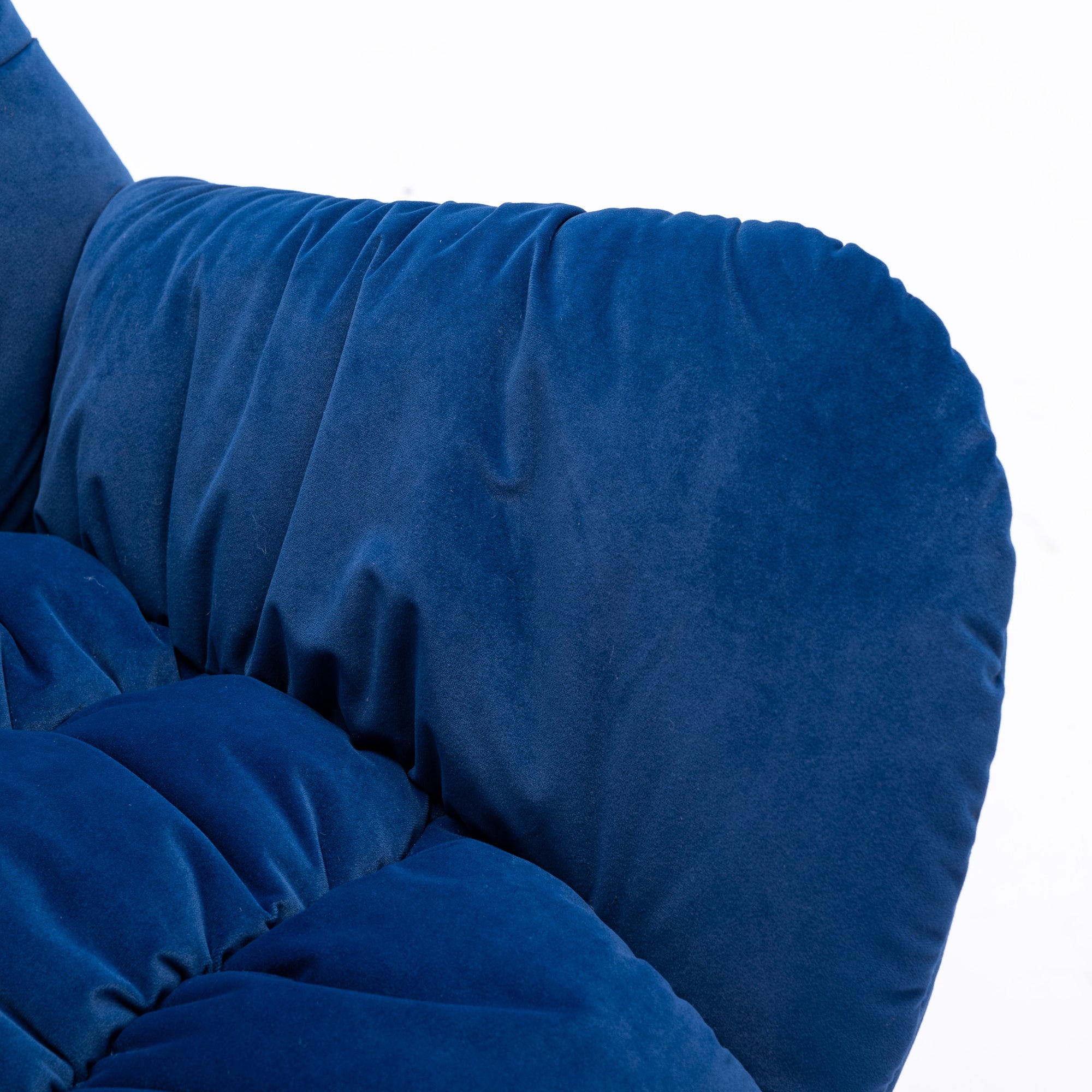 Modern Velvet Fabric Rocking Chair Accent Armchair with Wooden Legs- Blue_7