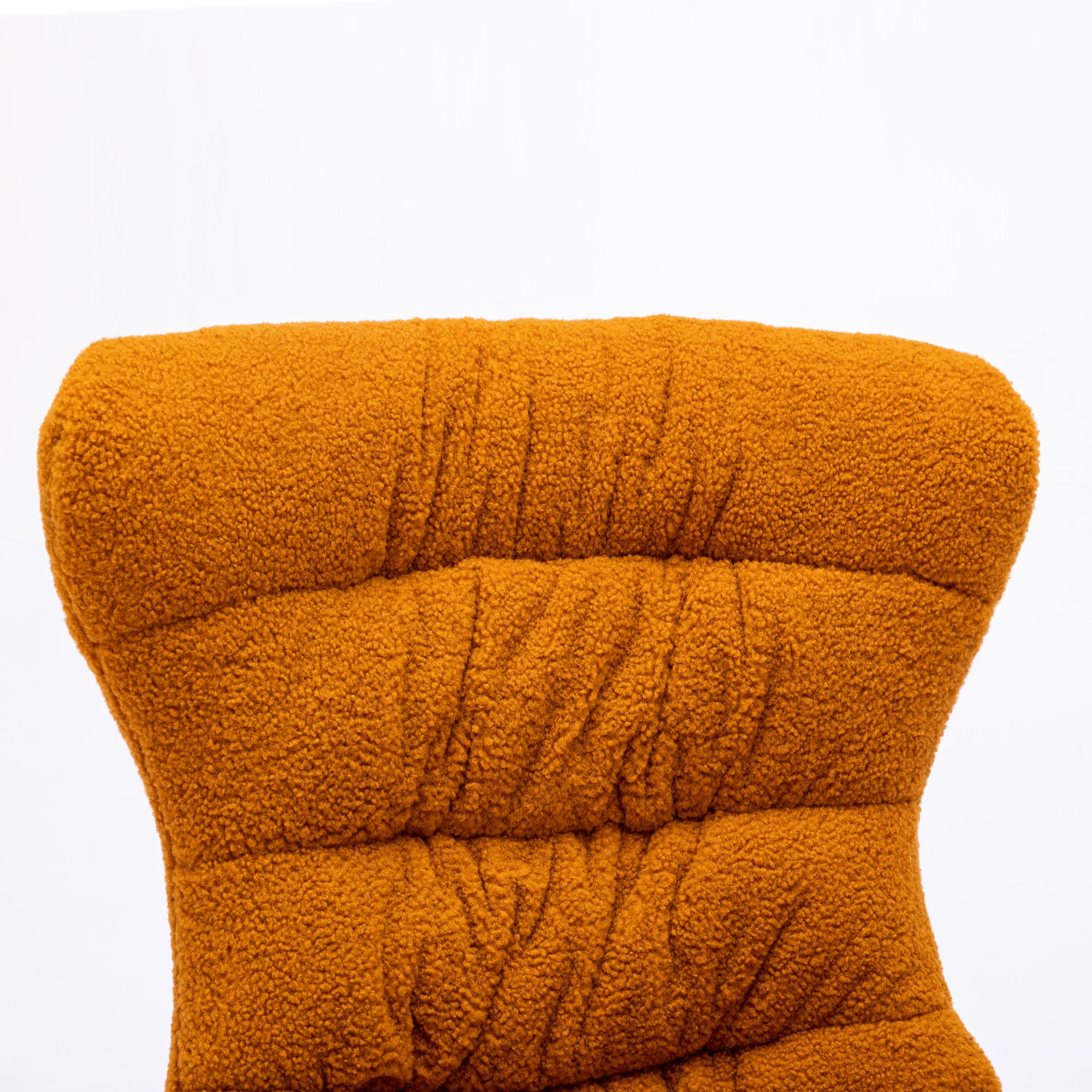 Modern Teddy Fabric Rocking Chair Accent Armchair with Wooden Legs- Caramel_6