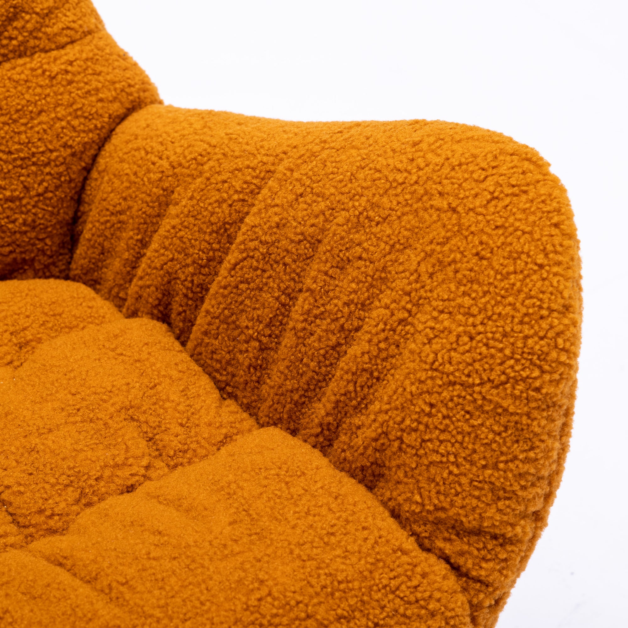 Modern Teddy Fabric Rocking Chair Accent Armchair with Wooden Legs- Caramel_7