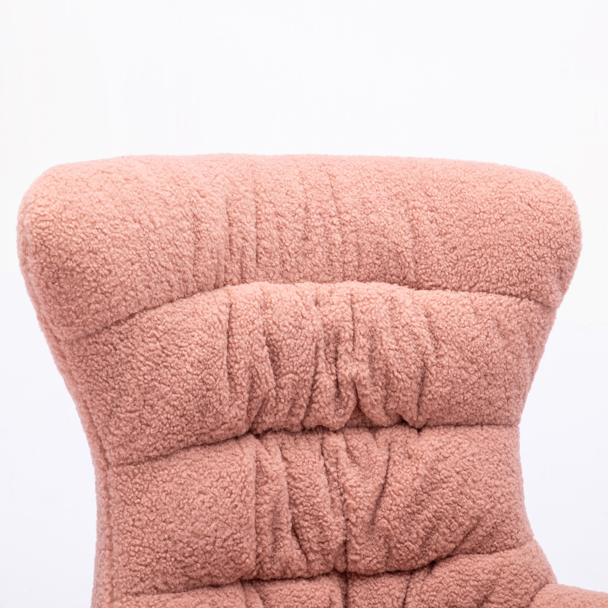 Modern Teddy Fabric Rocking Chair Accent Armchair with Wooden Legs- Pink_7