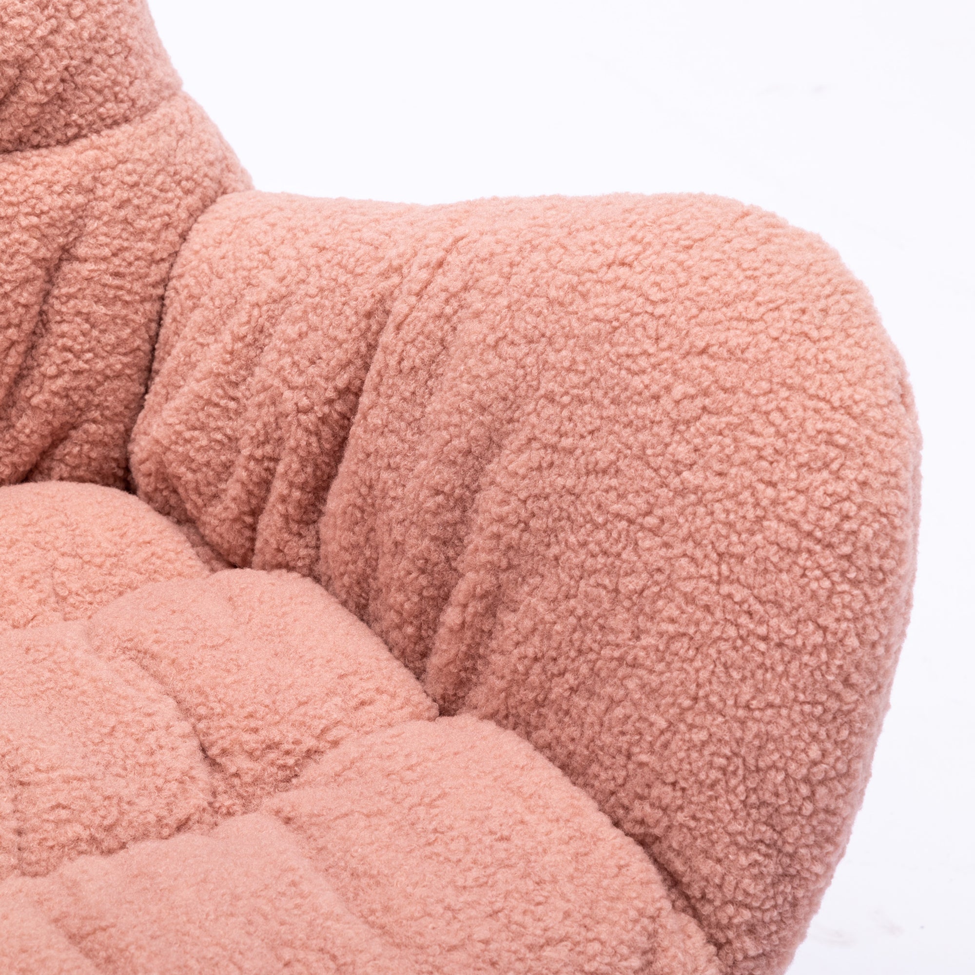 Modern Teddy Fabric Rocking Chair Accent Armchair with Wooden Legs- Pink_8