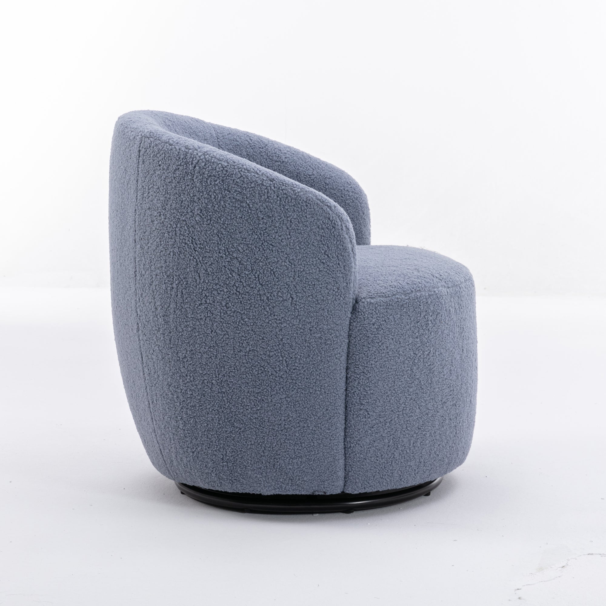 Teddy Fabric Swivel Accent Armchair Barrel Chair With Black Metal Ring- Light Blue_11