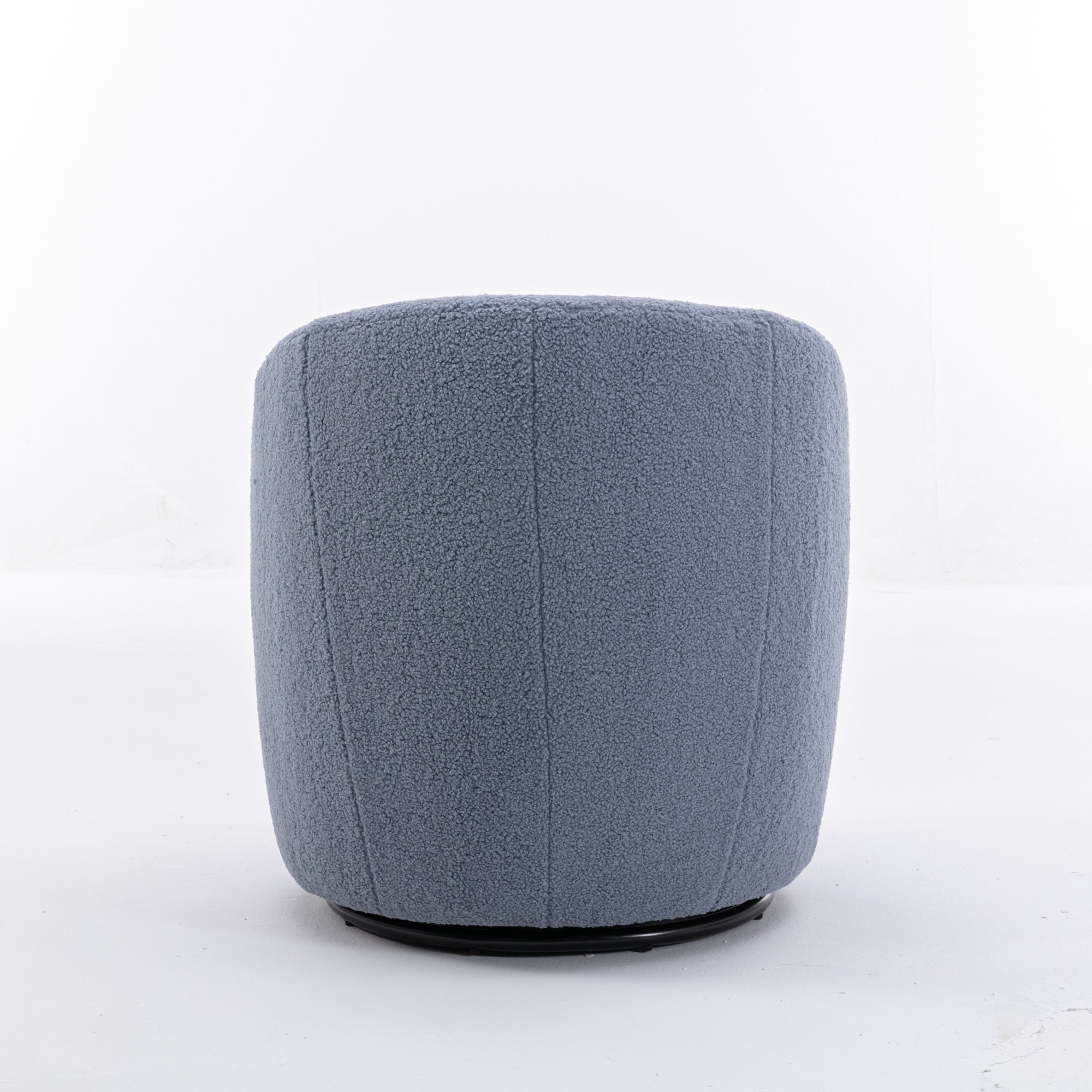 Teddy Fabric Swivel Accent Armchair Barrel Chair With Black Metal Ring- Light Blue_9