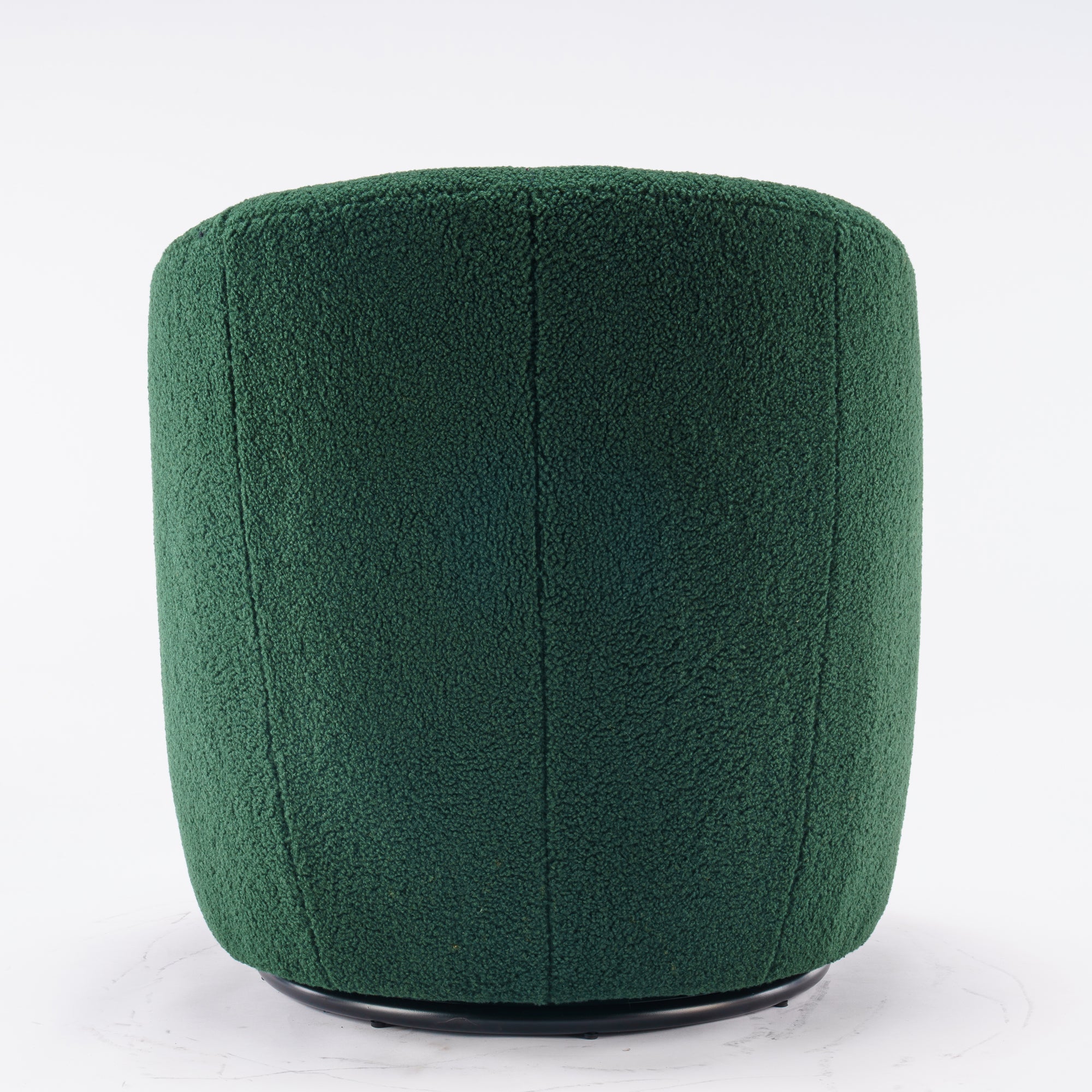 Teddy Fabric Swivel Accent Armchair Barrel Chair With Black Metal Ring- Dark Green_16