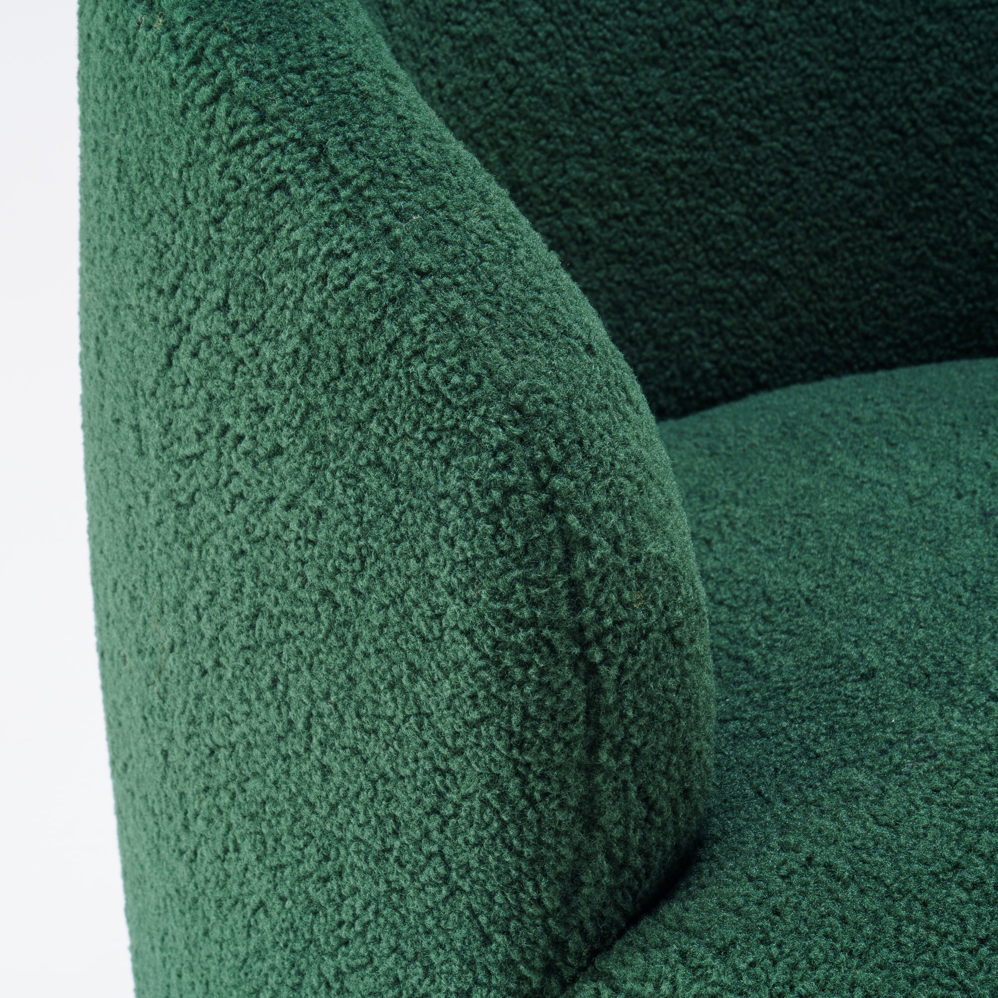 Teddy Fabric Swivel Accent Armchair Barrel Chair With Black Metal Ring- Dark Green_2