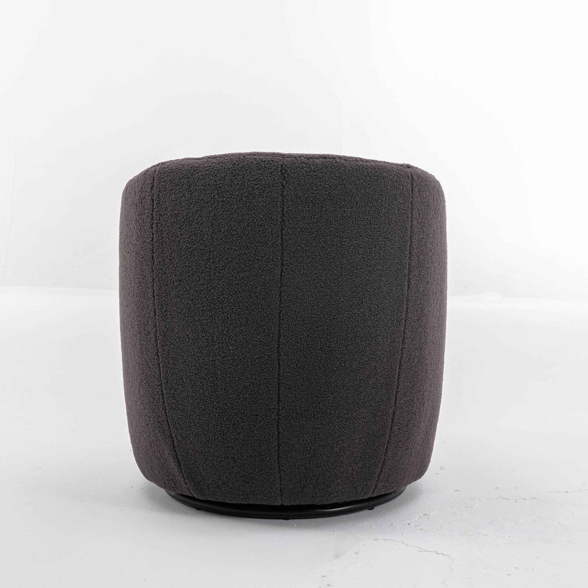 Teddy Fabric Swivel Accent Armchair Barrel Chair With Black Metal Ring- Dark Gray_9