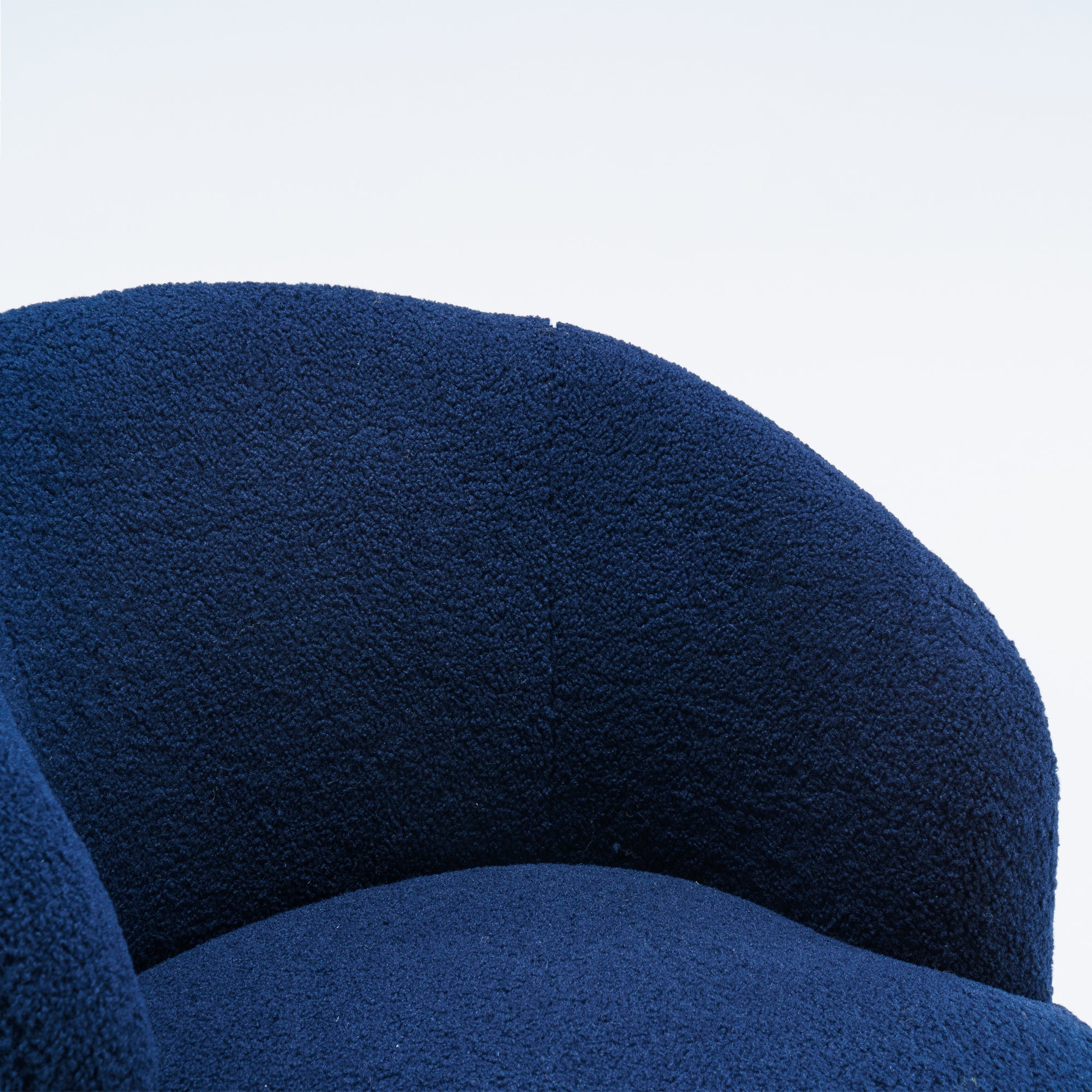 Teddy Fabric Swivel Accent Armchair Barrel Chair With Black Metal Ring- Dark Blue_4