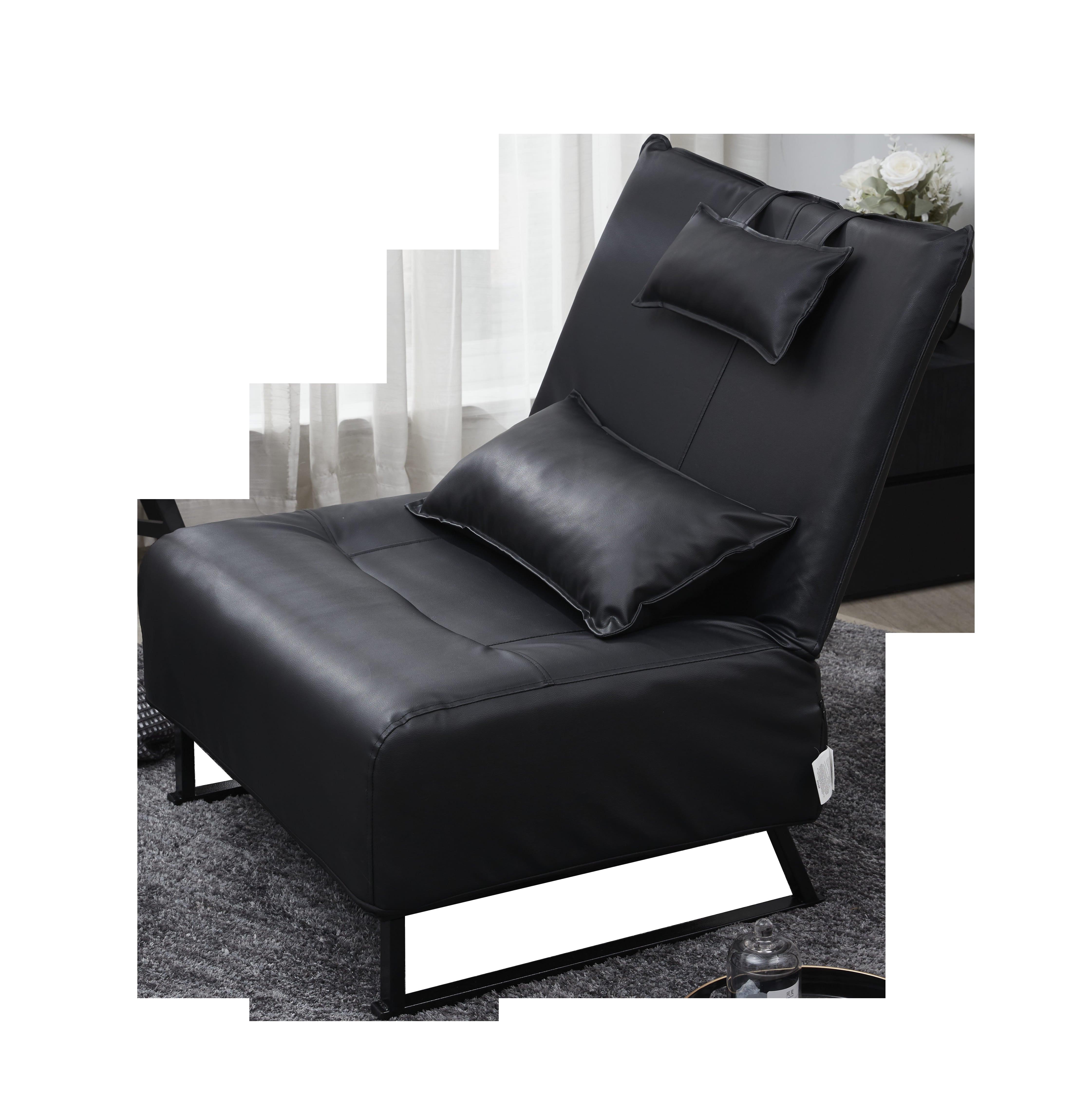 High Comfort Back Folding Adjustable Reclining Lounge Accent Chair- Black_0