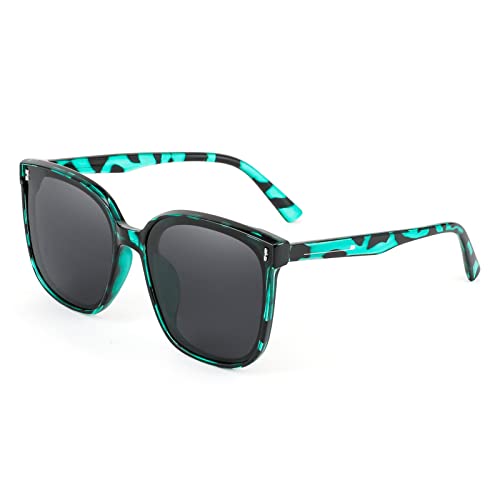 A pair of FEISEDY Women Oversized Vintage Polarized Sunglasses Square Cute Trendy Classic Simple Men B2758 with dark lenses and thin arms.