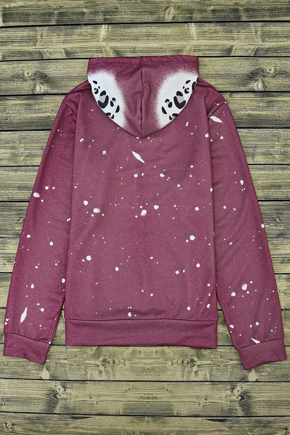 Leopard Tie Dye Print Kangaroo Pocket Pullover Hoodie