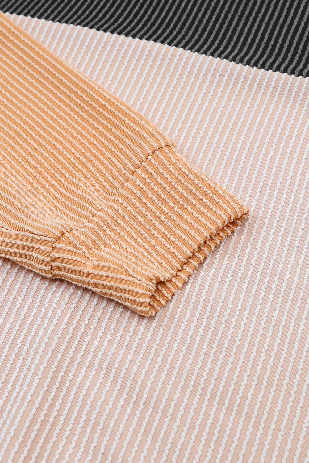 Wholesale Black Color Block Corduroy Long Sleeve Tops.