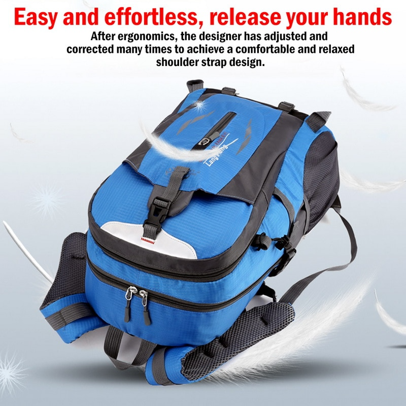 Displayed next to a USA flag with the text "US Seller Fast Shipping From USA," five 40L Travel Backpacks in green, gray, red, blue, and orange are showcased. Perfect for organizing your essentials, these versatile bags are as practical as a calendar widget on a busy day.