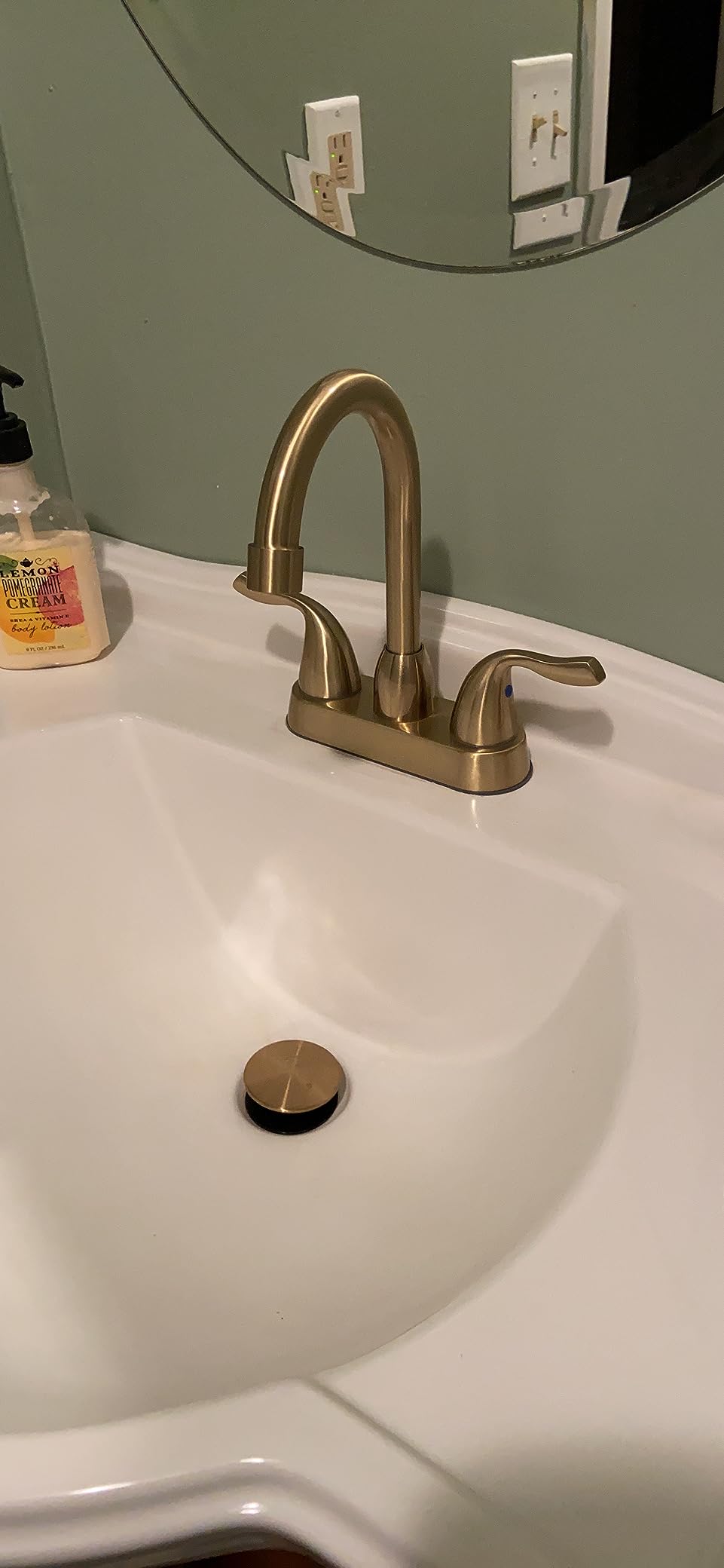 2 Handle Black Bathroom Sink Faucet - 4 Inch Centerset Faucet Bathroom 2 or 3 Hole Lavatory Faucet Bathroom Vanity Sink Faucets with Pop-up Drain and Supply Lines Matte Black installed on a white sink.