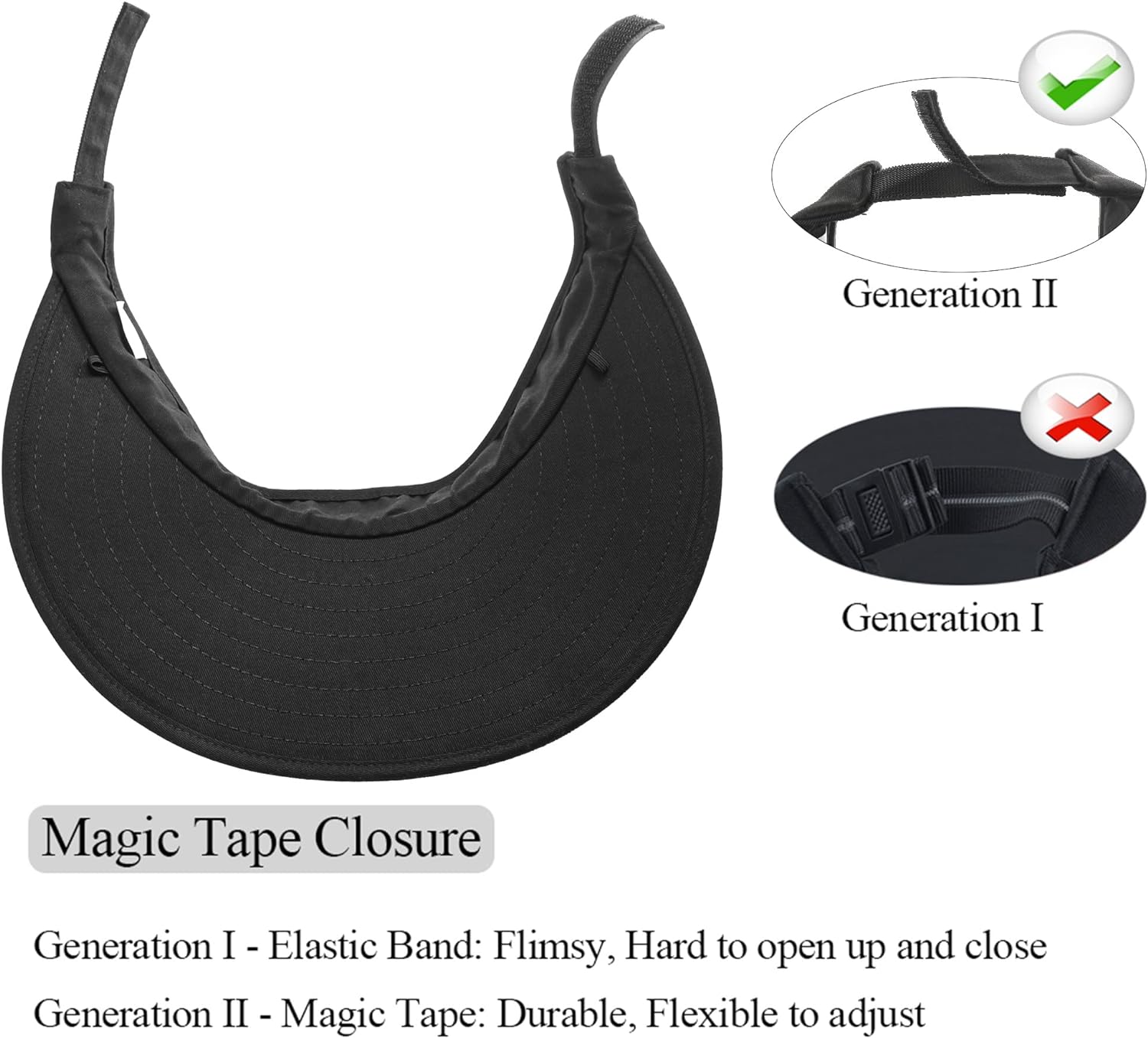 Woman wearing a Sun Visor Hats Women Large Brim Summer UV Protection Beach Cap and sunglasses, styled with a white t-shirt and ponytail, looking to the side against a white background.