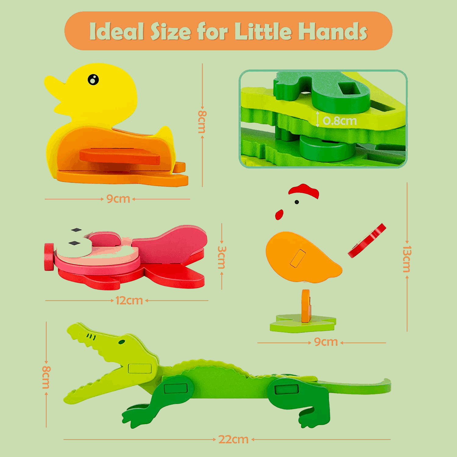 3D Animal Shape Jigsaw Puzzle Montessori Stem Travel Toy