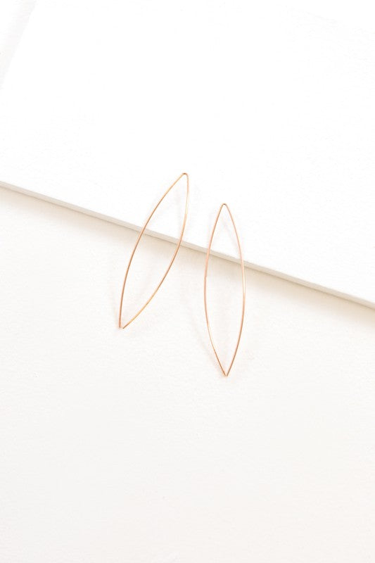 Pair of delicate Arc Threader Earrings on a white background.