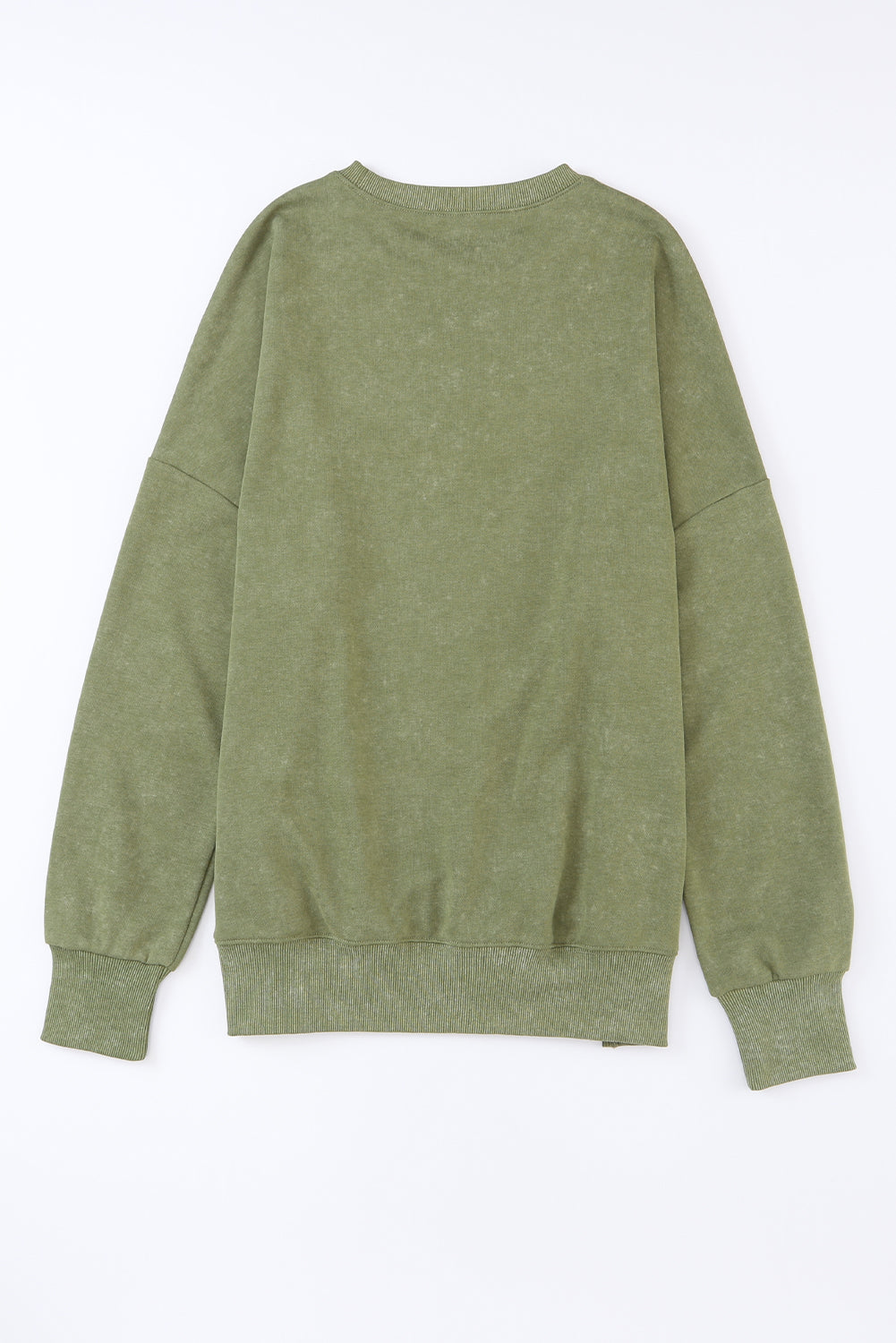 Green Drop Shoulder Ribbed Trim Oversized Sweatshirt