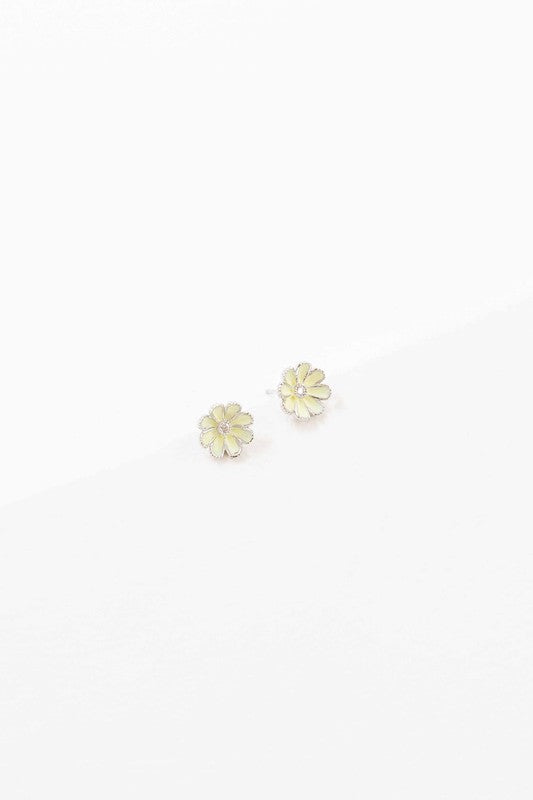 A pair of Primrose Stud Earrings on a white background.