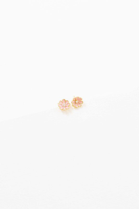 A pair of Primrose Stud Earrings on a white background.