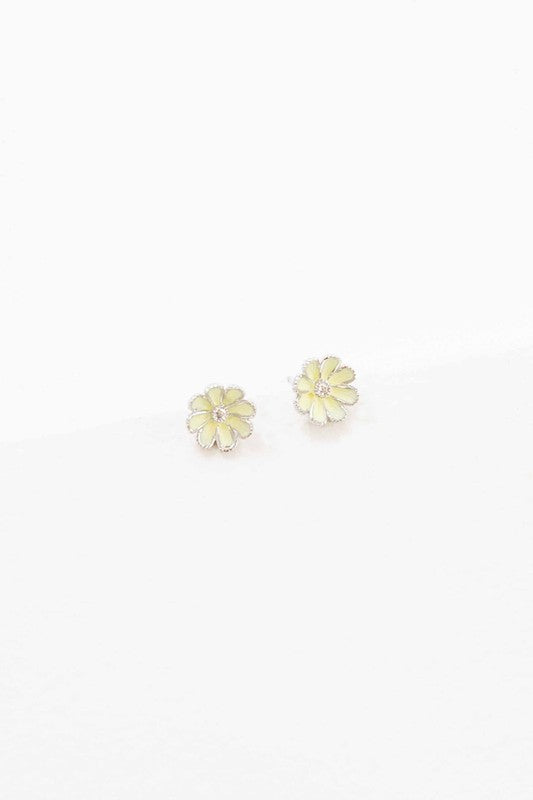 A pair of Primrose Stud Earrings on a white background.