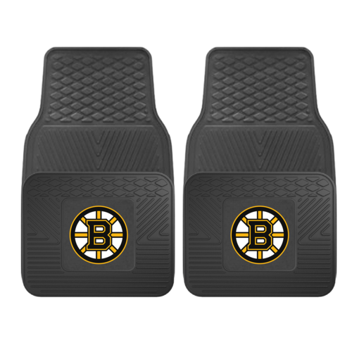 Two NHL 2-PC Vinyl Car Mats with a Chicago Blackhawks logo on the lower left corner of each mat.