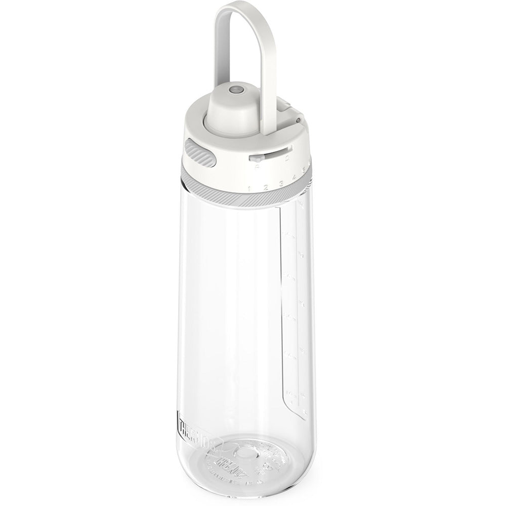 A Thermos Guardian Collection - 24oz Hard Plastic Hydration Bottle w/Spout - Sleet White with a lid on a white background.