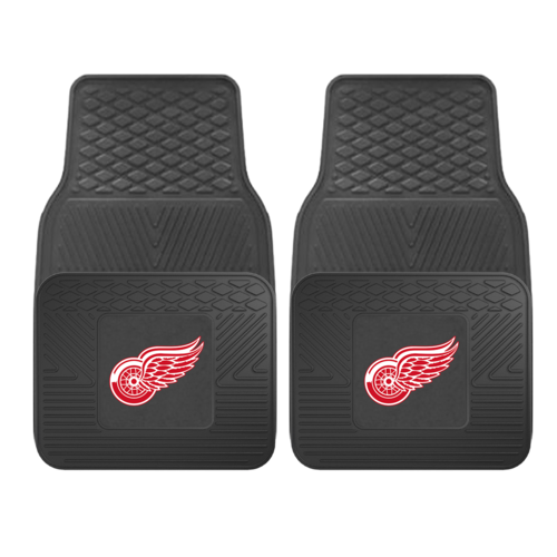 Two NHL 2-PC Vinyl Car Mats with a Chicago Blackhawks logo on the lower left corner of each mat.