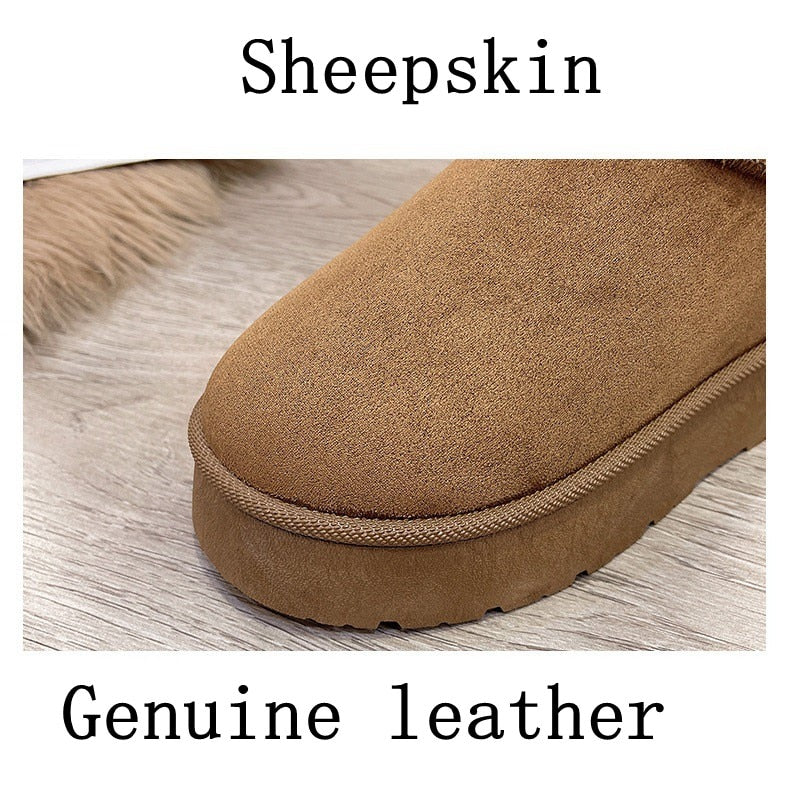 Women's Winter Snow Boots Trend 2023 Thick-soled Real Sheepskin Wool