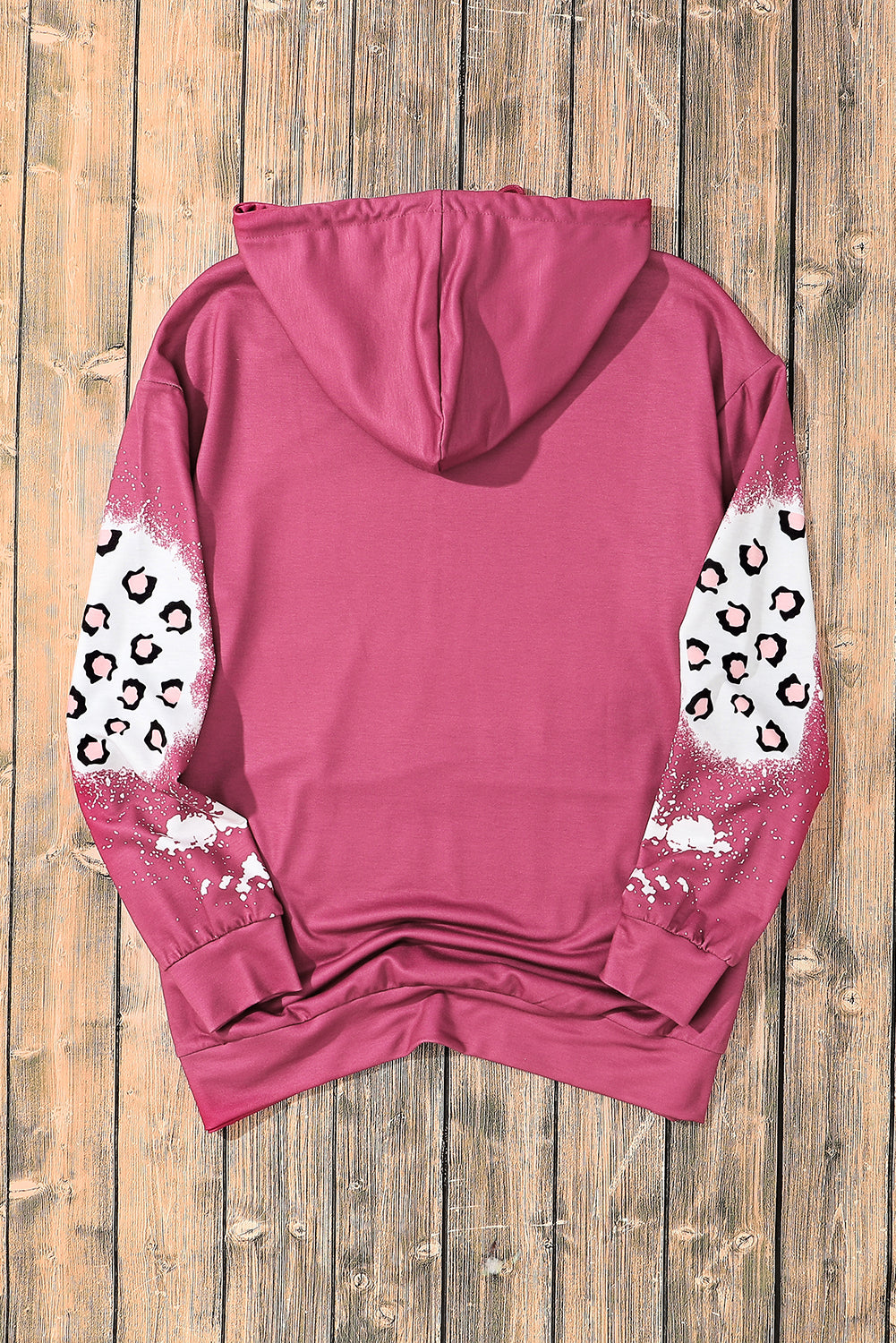 Rose Leopard Bleached Hoodie with Pocket