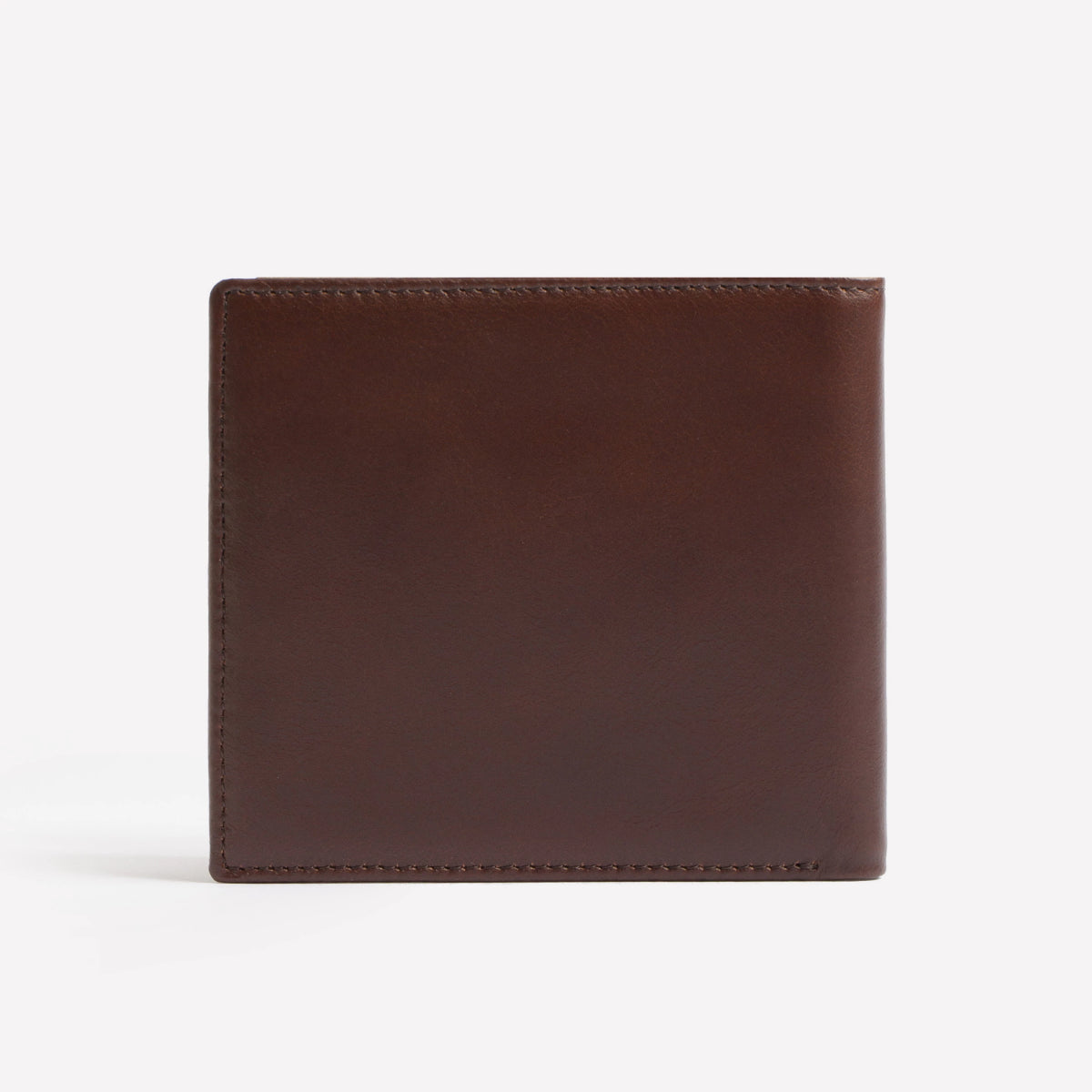 Close-up of the Lucca - Luxury Wallet, showcasing a contemporary design made from soft brown leather. It features a bi-fold layout with multiple card slots and is accented with a small, discreet gold logo in the corner.