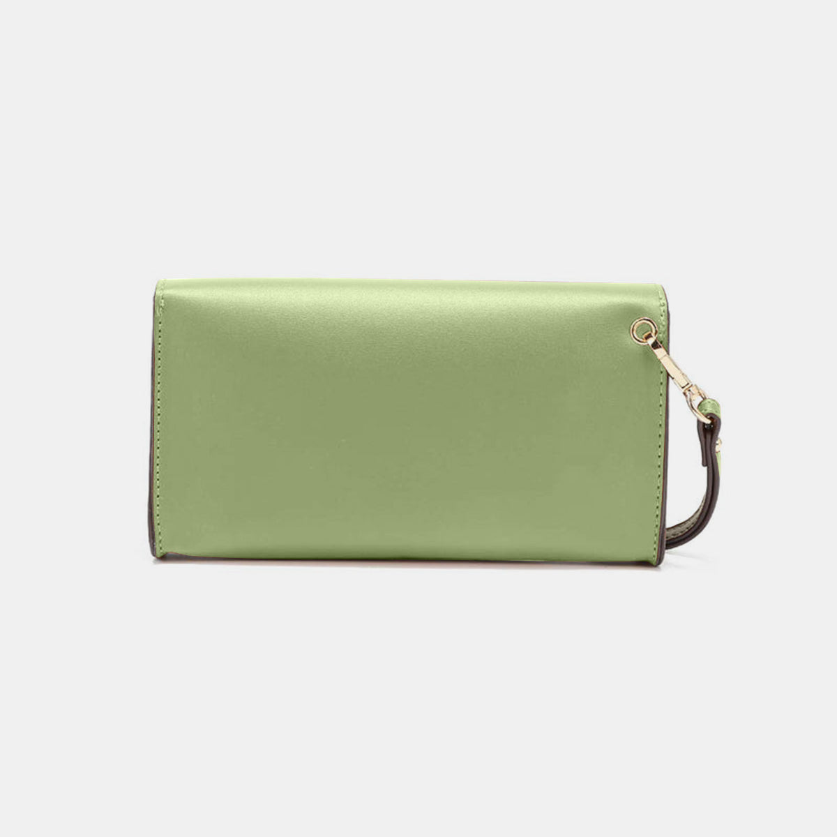 Displayed against a neutral background are three handbags from the Nicole Lee USA 3-Piece Handbag Set in green and beige, including a chic Clutch Wristlet.