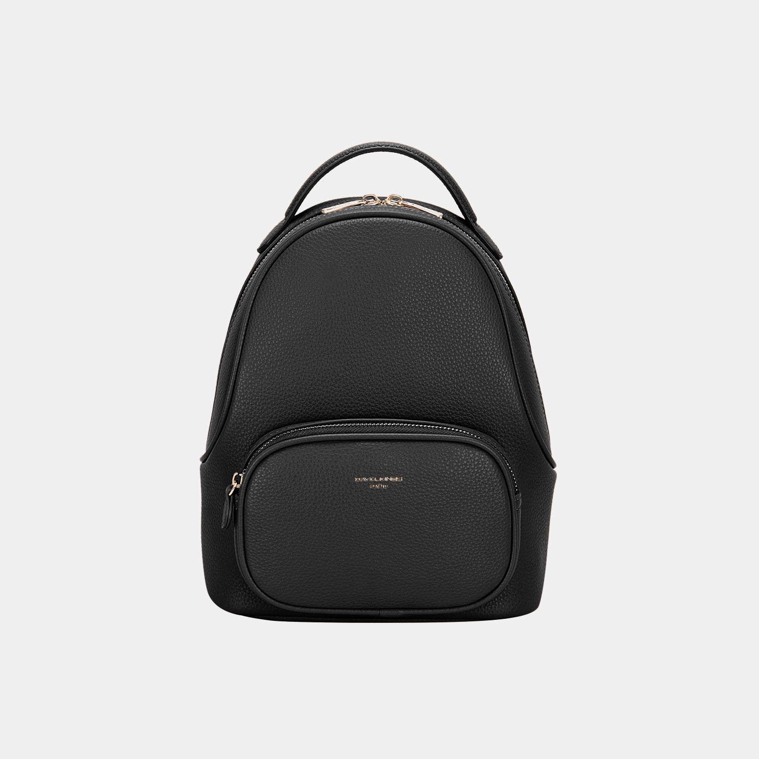 The David Jones PU Leather Handle Backpack is a stylish and versatile accessory in gray, crafted from textured leather with a small front pocket and gold zipper detailing. It effortlessly combines practicality and elegance with its durable PU leather handle.