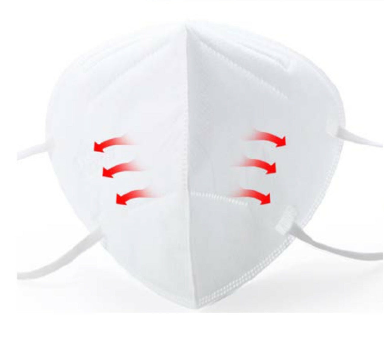 White KN95 Face Mask -10 PACK with comfortable elastic ear loops against a gray background.