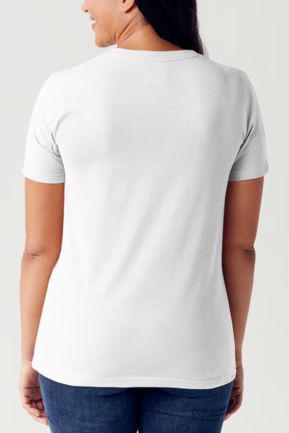 A person is wearing a Simply Love Full Size Slogan Graphic Short Sleeve Tubular T-Shirt, featuring a minimalist design of two hands reaching for each other. The text reads: "See the good in yourself and in others," delivering a positive message to all who see it.