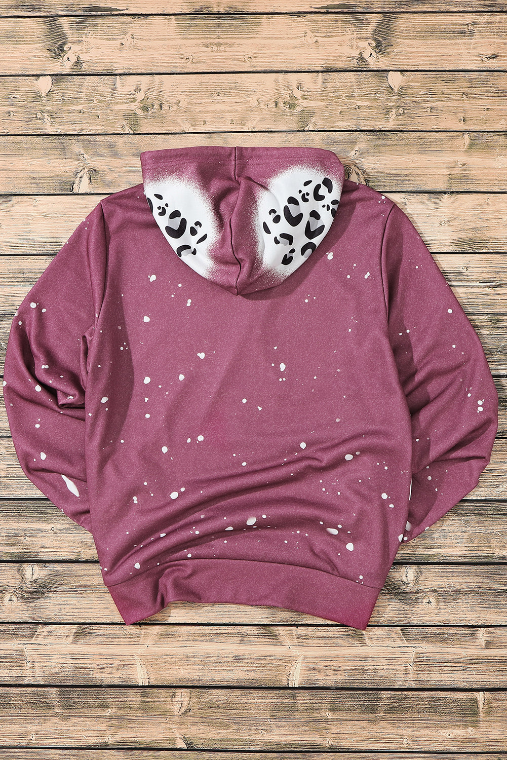 Leopard Tie Dye Print Kangaroo Pocket Pullover Hoodie