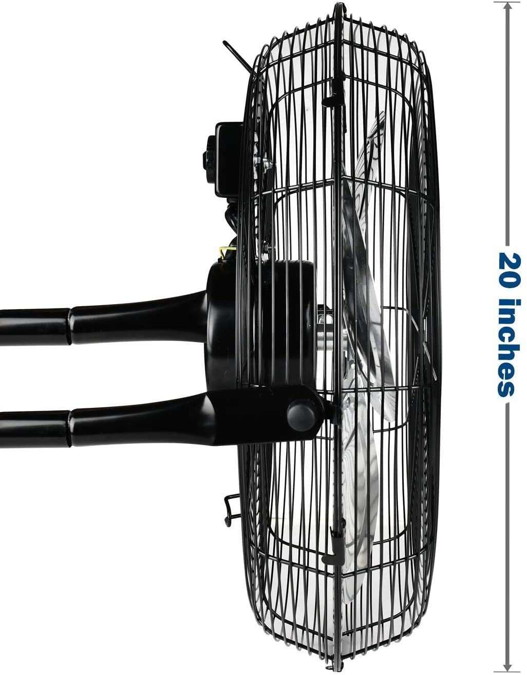 20 Inch 3-Speed High Velocity Heavy Duty Metal Industrial Floor Fans Quiet for Home; Commercial; Residential; and Greenhouse Use; Outdoor/Indoor; Black; 20&quot;