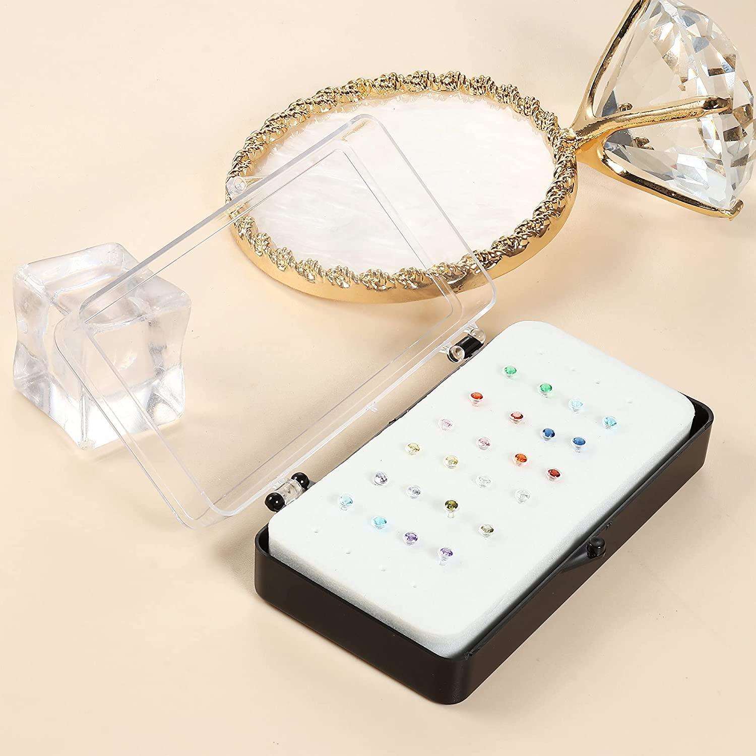 12Pairs Clear Plastic Stud Earrings for Women Men Acrylic Post Colorful Birthstone Ear Studs Piercing Retainers