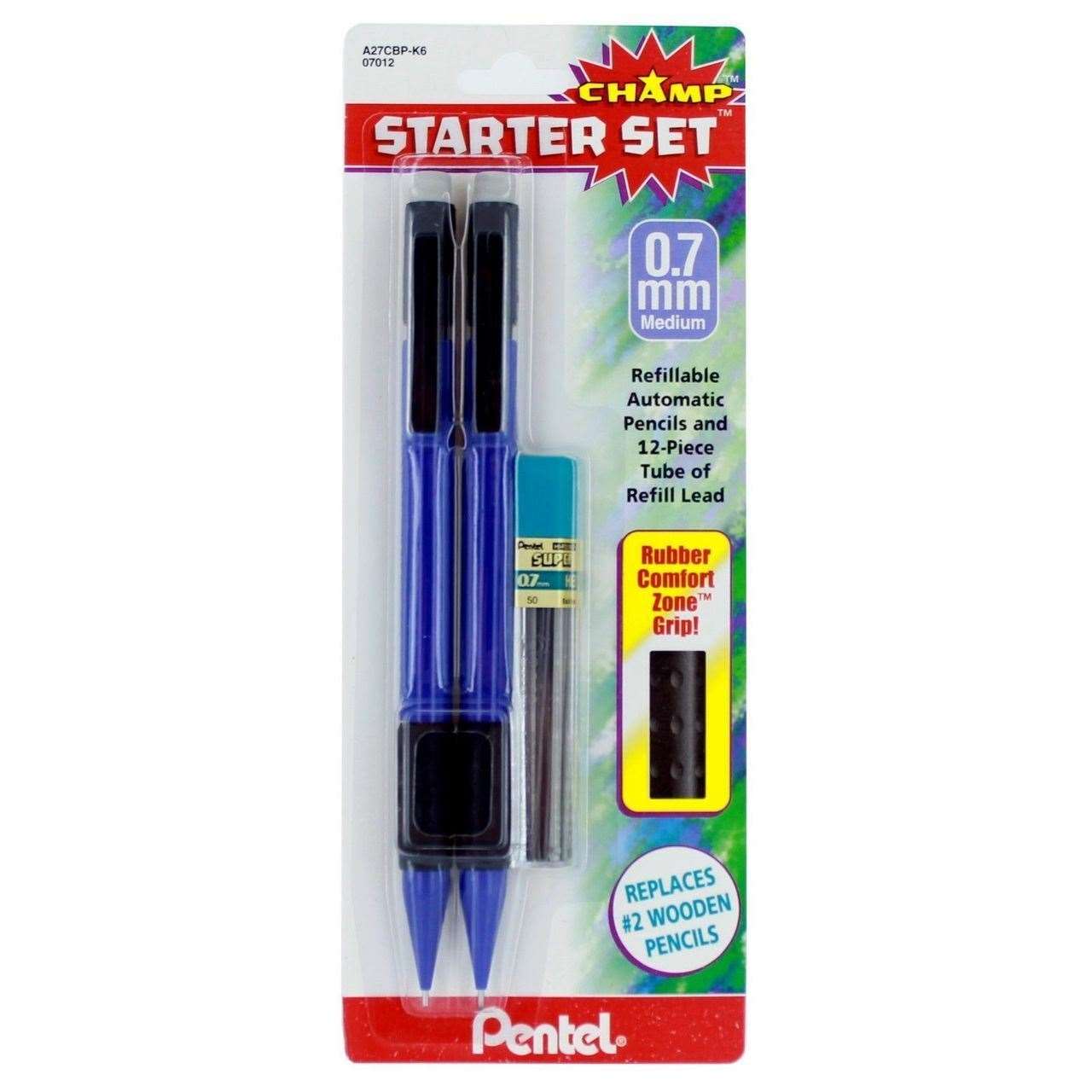 2-Pack Pentel Champ Mechanical Pencil 0.7mm Refillable Starter Set + Refills
